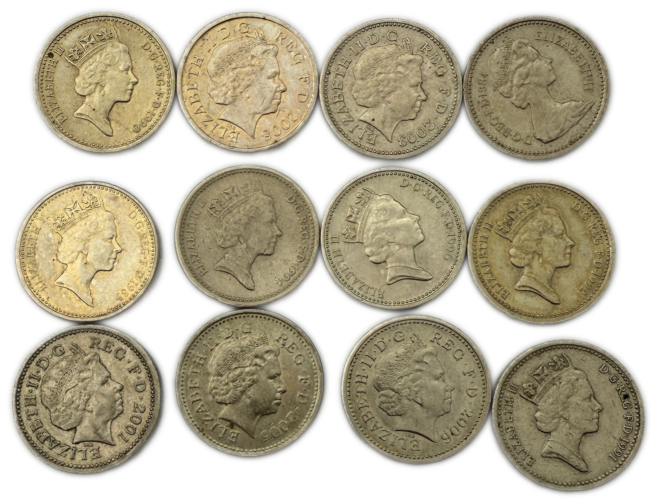 England / Great Britain - Lot of 51 coins, 30 Coins of 2 Pence, different years and 21 coins of 1 Pound - 1 15