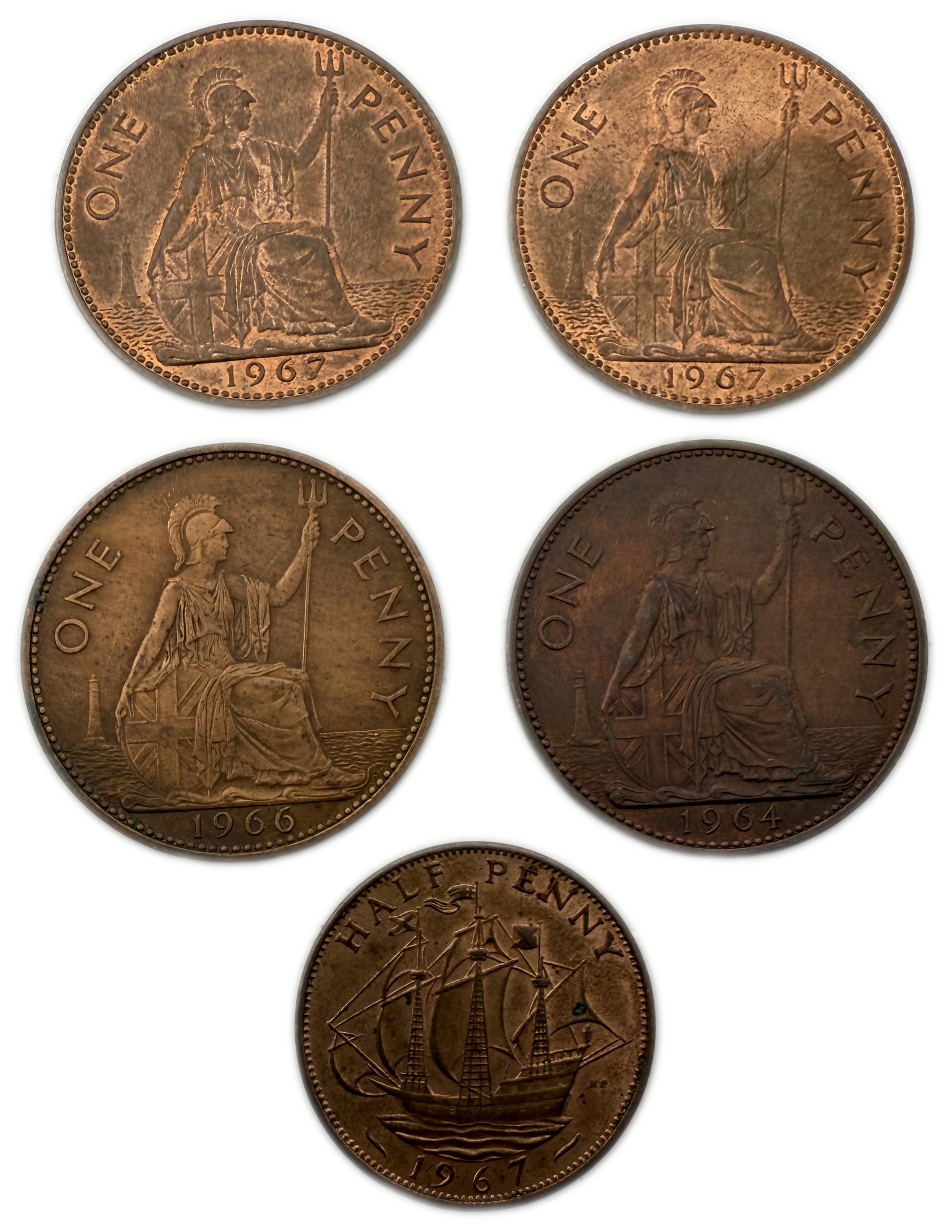 England / Great Britain - Lot of 51 coins, 30 Coins of 2 Pence, different years and 21 coins of 1 Pound - 1 3