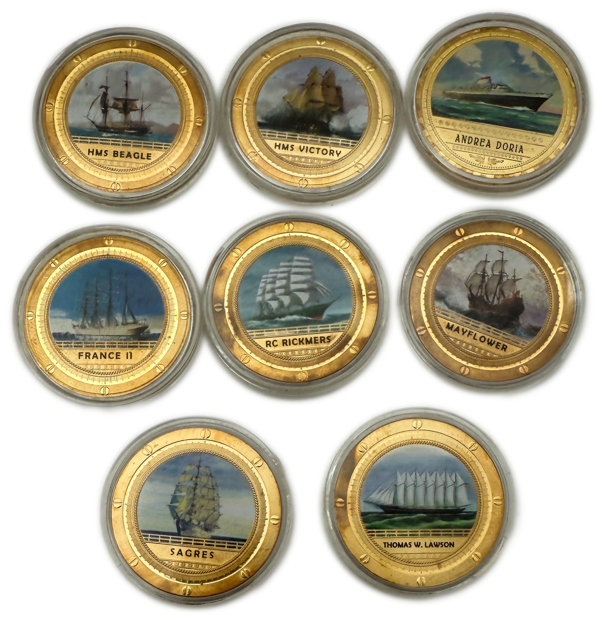 England / Great Britain - An impressive set of 8 medals from the series Famous Ships of the World - high-quality ... - 1 0
