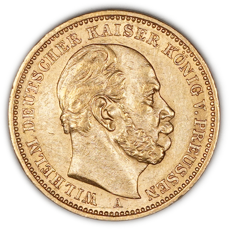 Germany / Prussia – 20 Mark 1884 – Wilhelm I – Gold 900, 7.95g, 22mm - 1 1