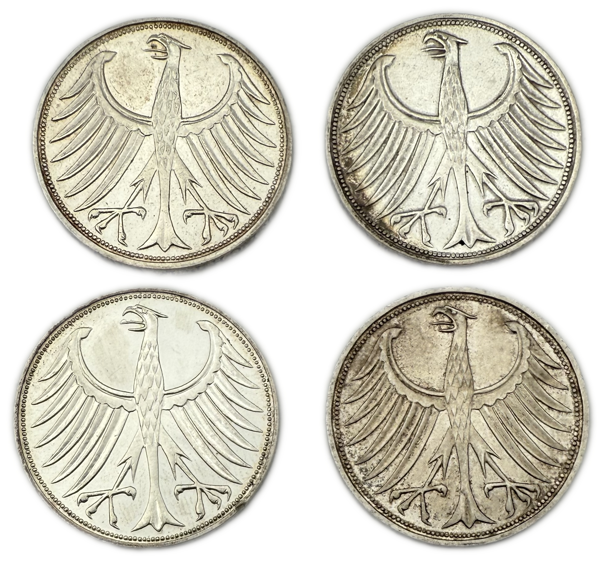 Germany - 15 coins of 5 Deutsche Mark 1960' - Silver 625, Total 168g (NET 105g, 3.37 OZ), 29mm - 1 3