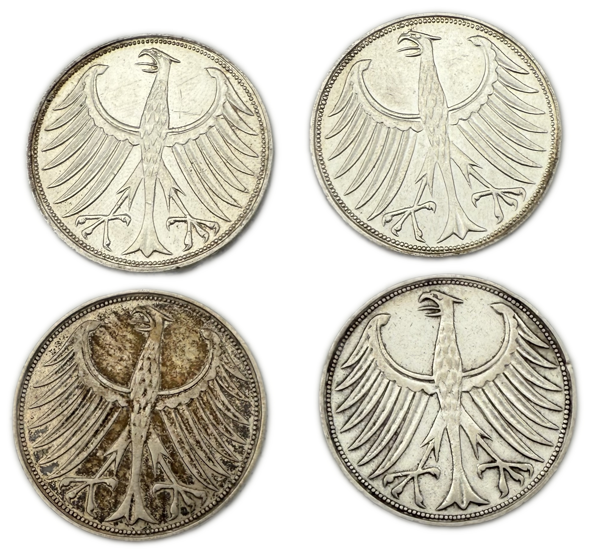 Germany - 15 coins of 5 Deutsche Mark 1960' - Silver 625, Total 168g (NET 105g, 3.37 OZ), 29mm - 1 7