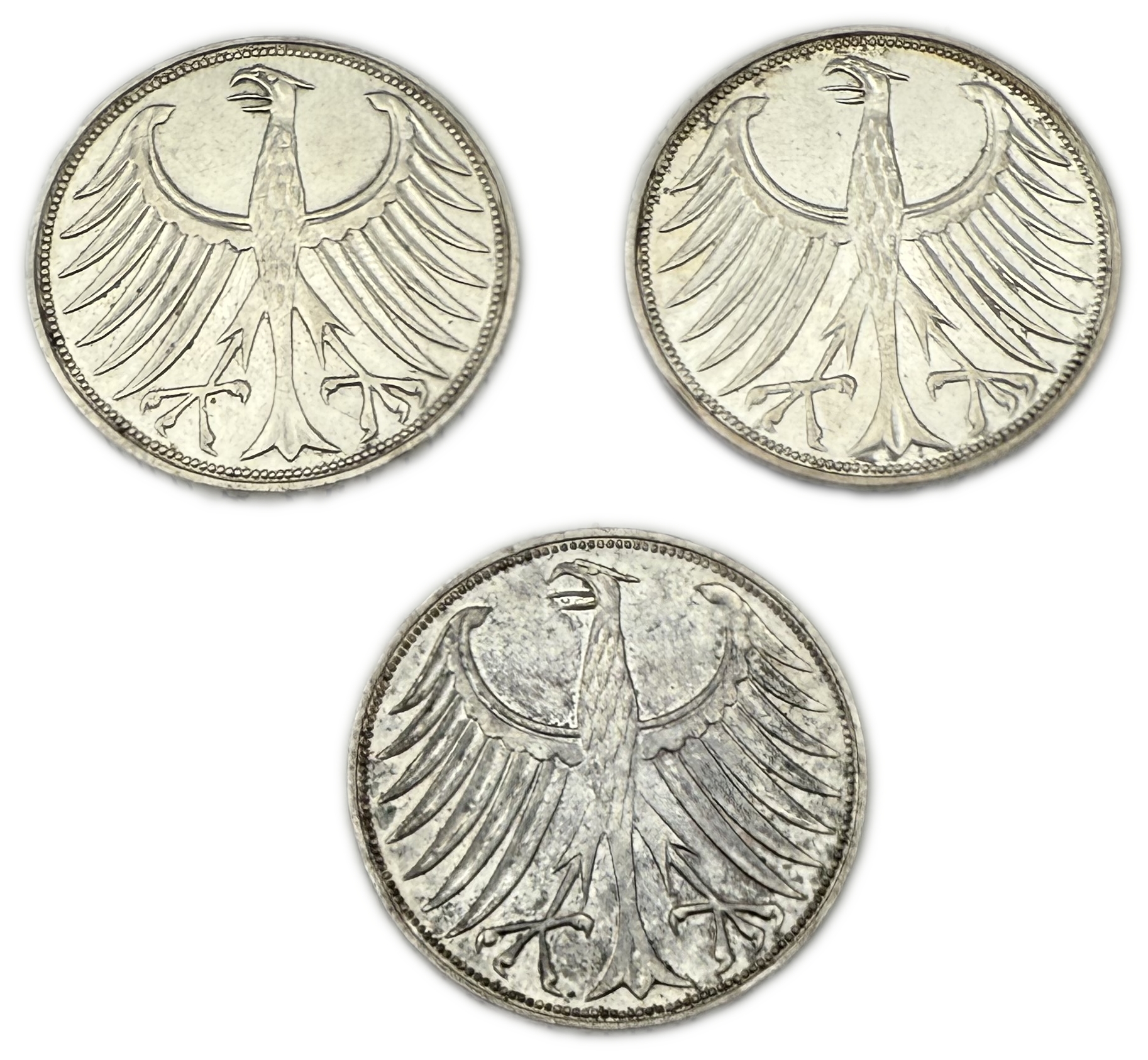 Germany - 15 coins of 5 Deutsche Mark 1960' - Silver 625, Total 168g (NET 105g, 3.37 OZ), 29mm - 1 9