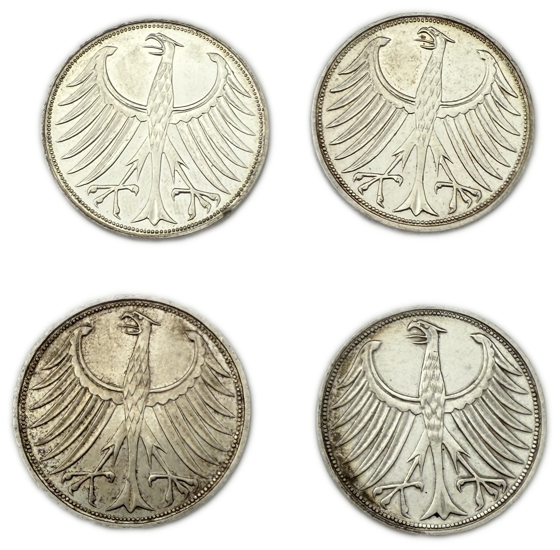 Germany - 15 coins of 5 Deutsche Mark 1960' - Silver 625, Total 168g (NET 105g, 3.37 OZ), 29mm - 1 5
