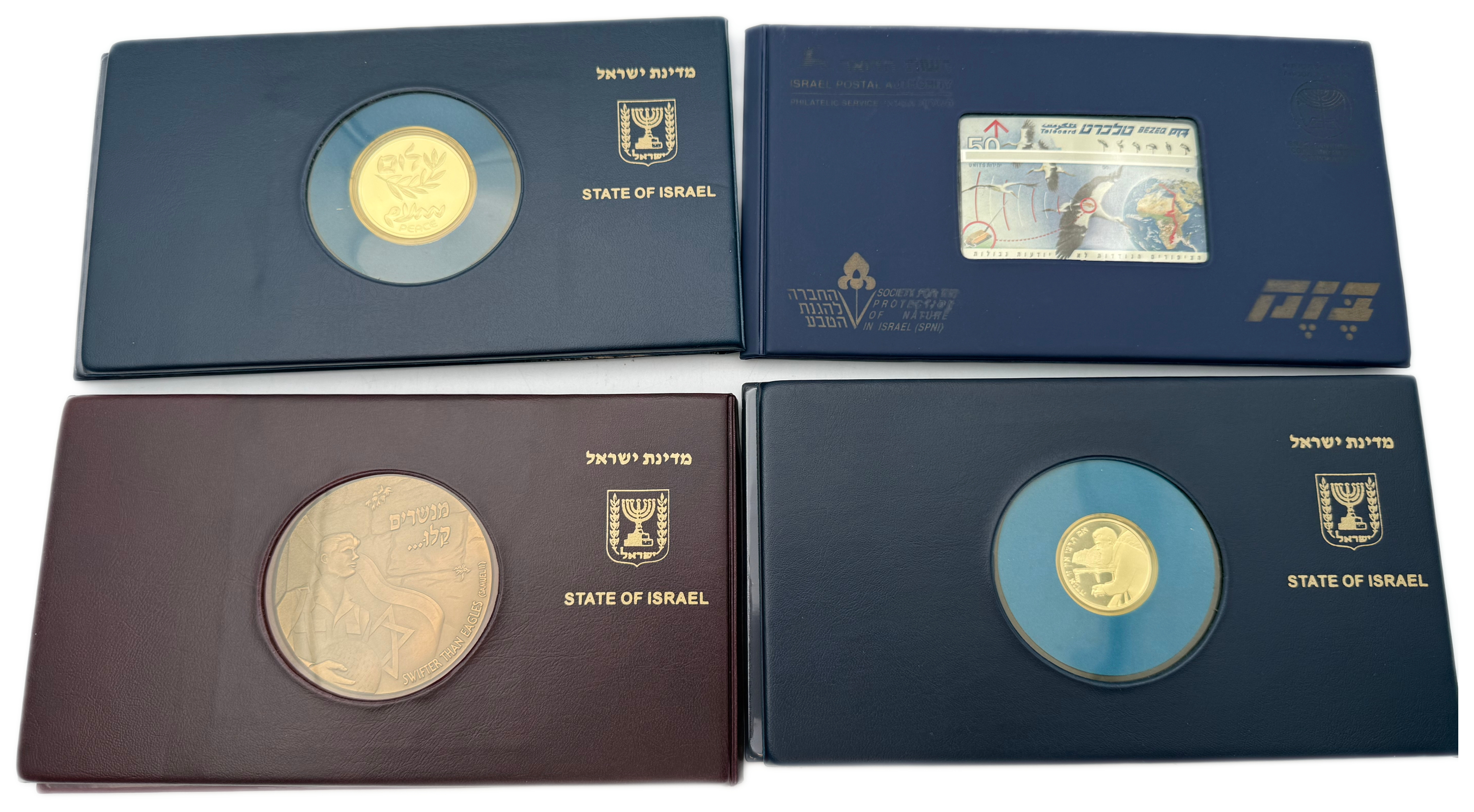 Israel – Set of 4 medals in luxurious hard folders – various themes – bronze and copper nickel and silver 925 ... - 1 0