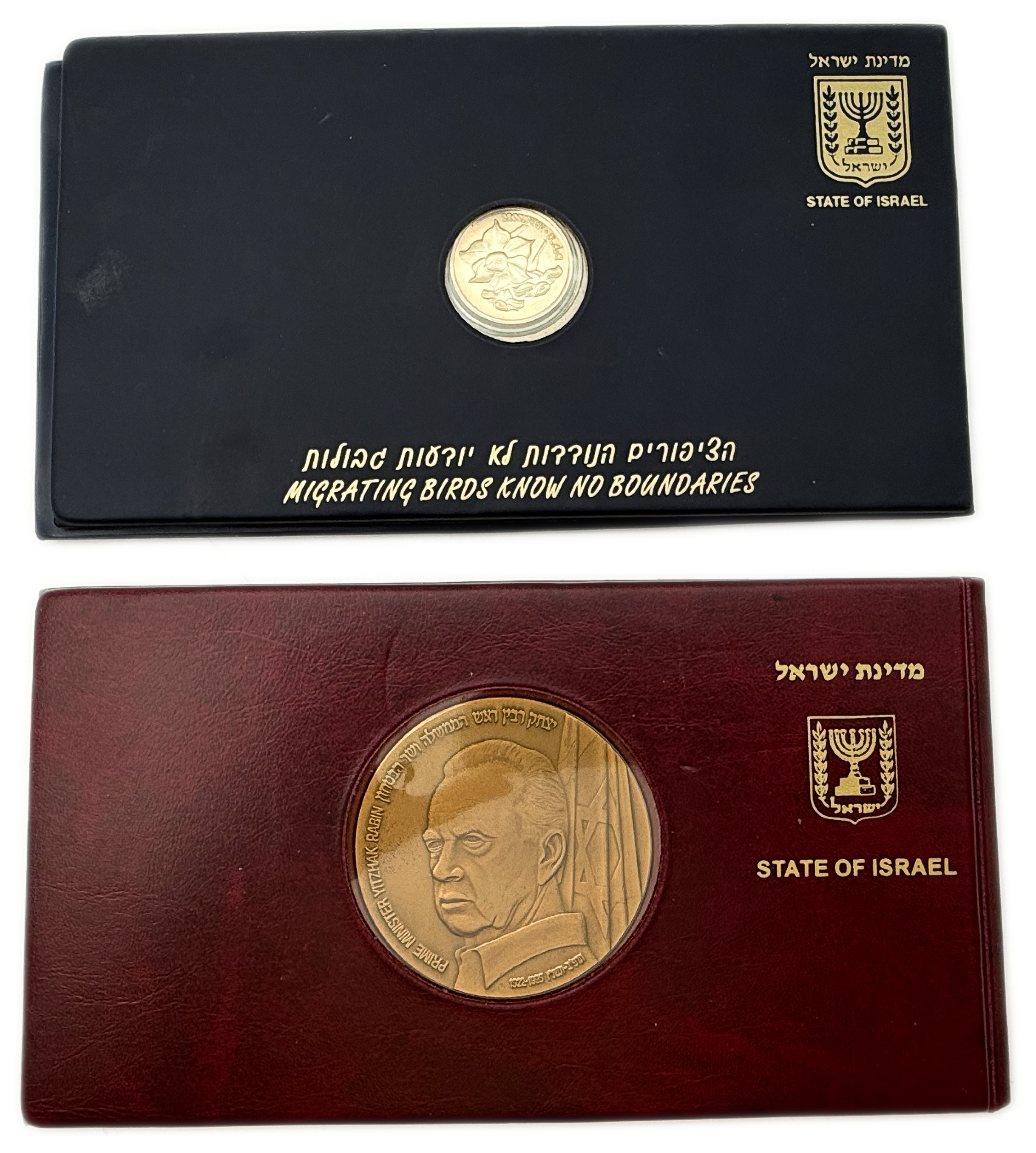Israel – Set of 2 medals in luxurious hard folders – various themes – bronze and copper-nickel, published by the ... - 1 0
