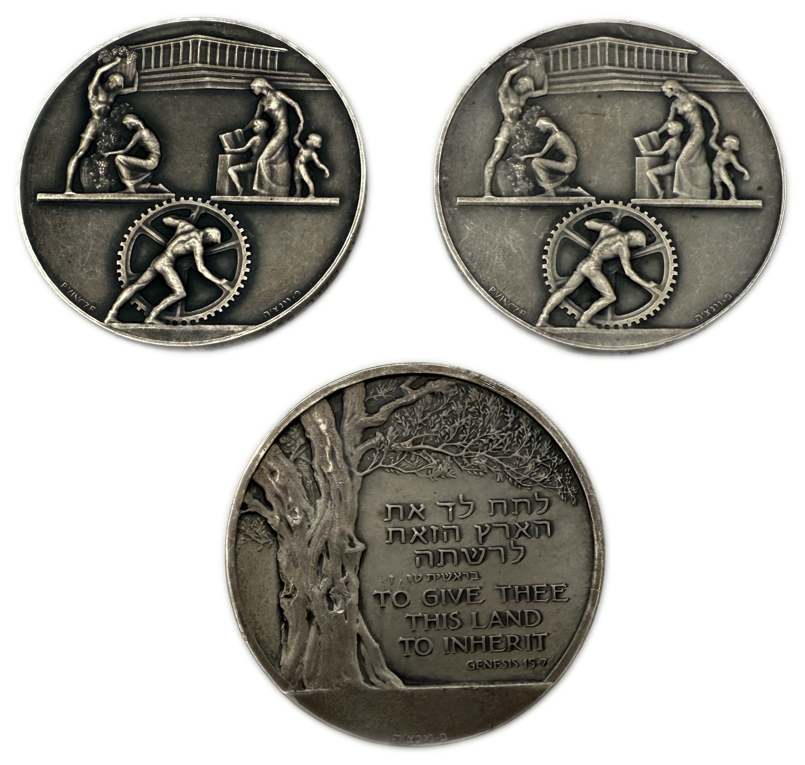 Israel – 3 Silver Medals 935, Total 129.26g (Net 120.85g, 3.88oz), 45mm Issued by the Government Coin and Medal Company - 1 1