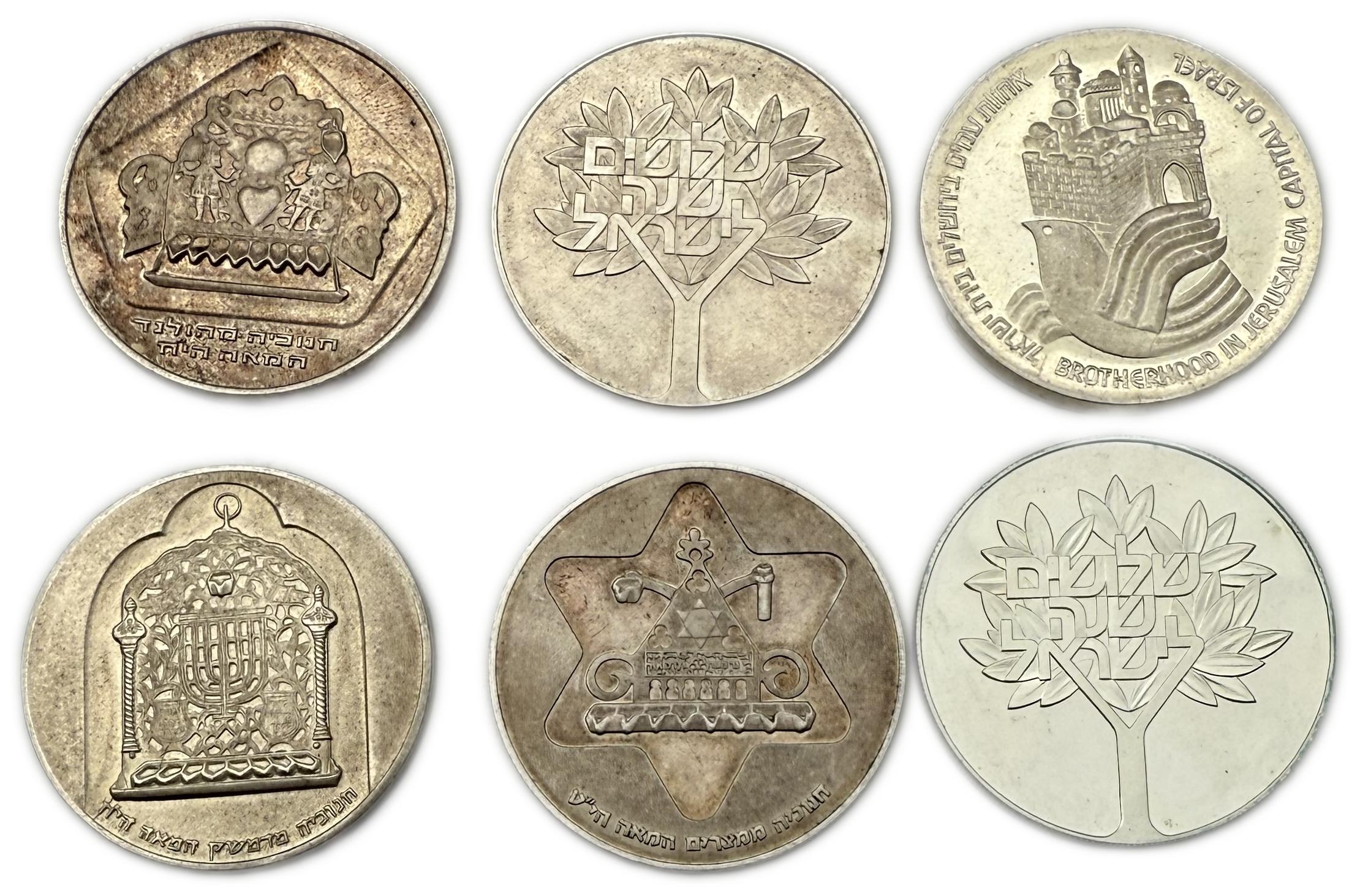Israel - Set of 10 500 silver coins, 20g per coin (net 100g, 3.21 ounces) - some are in the original cases, issued ... - 1 7