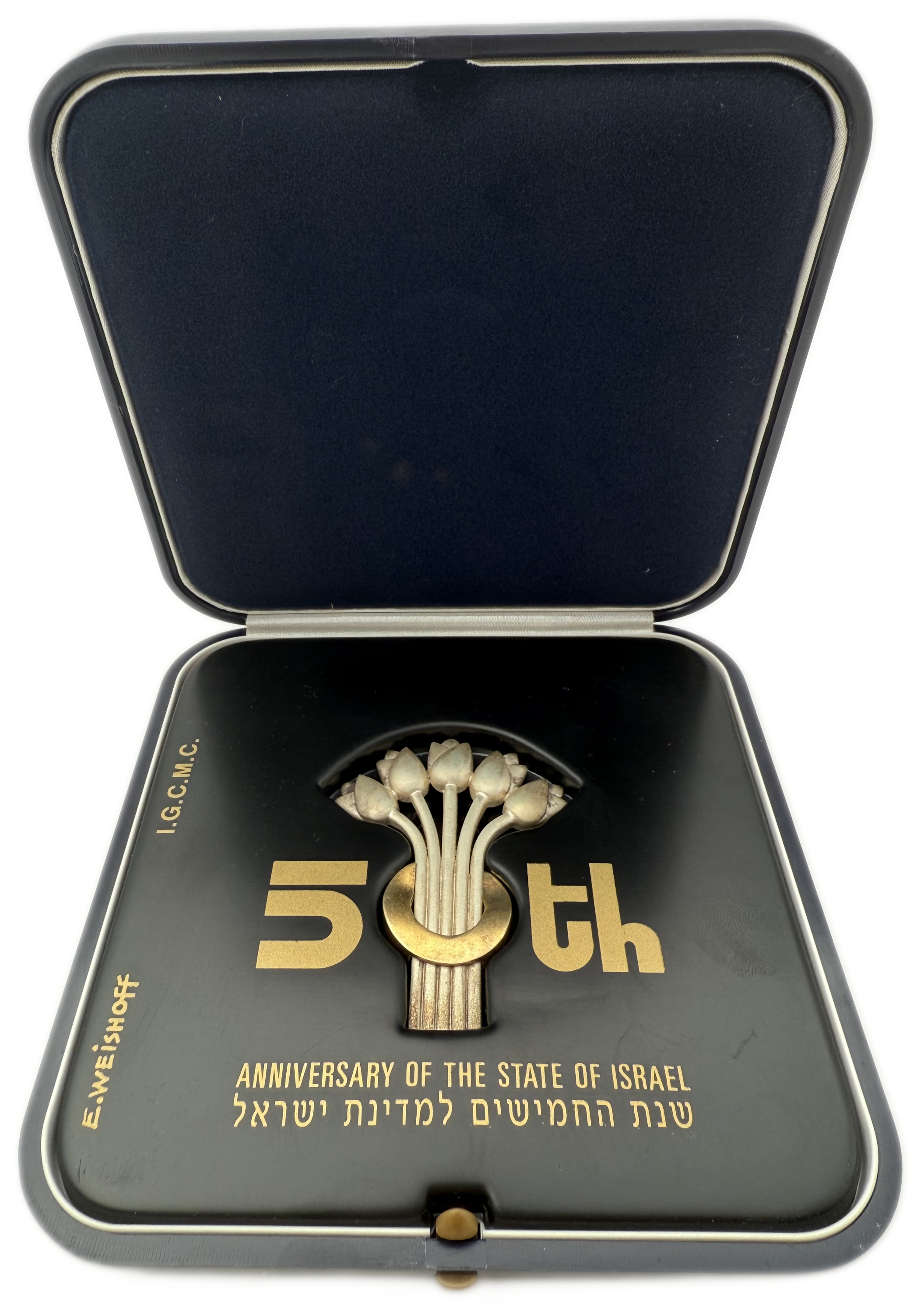 Israel - Silver pin commemorating the fiftieth anniversary of the establishment of the State of Israel 1948-1998 - ... - 1 0