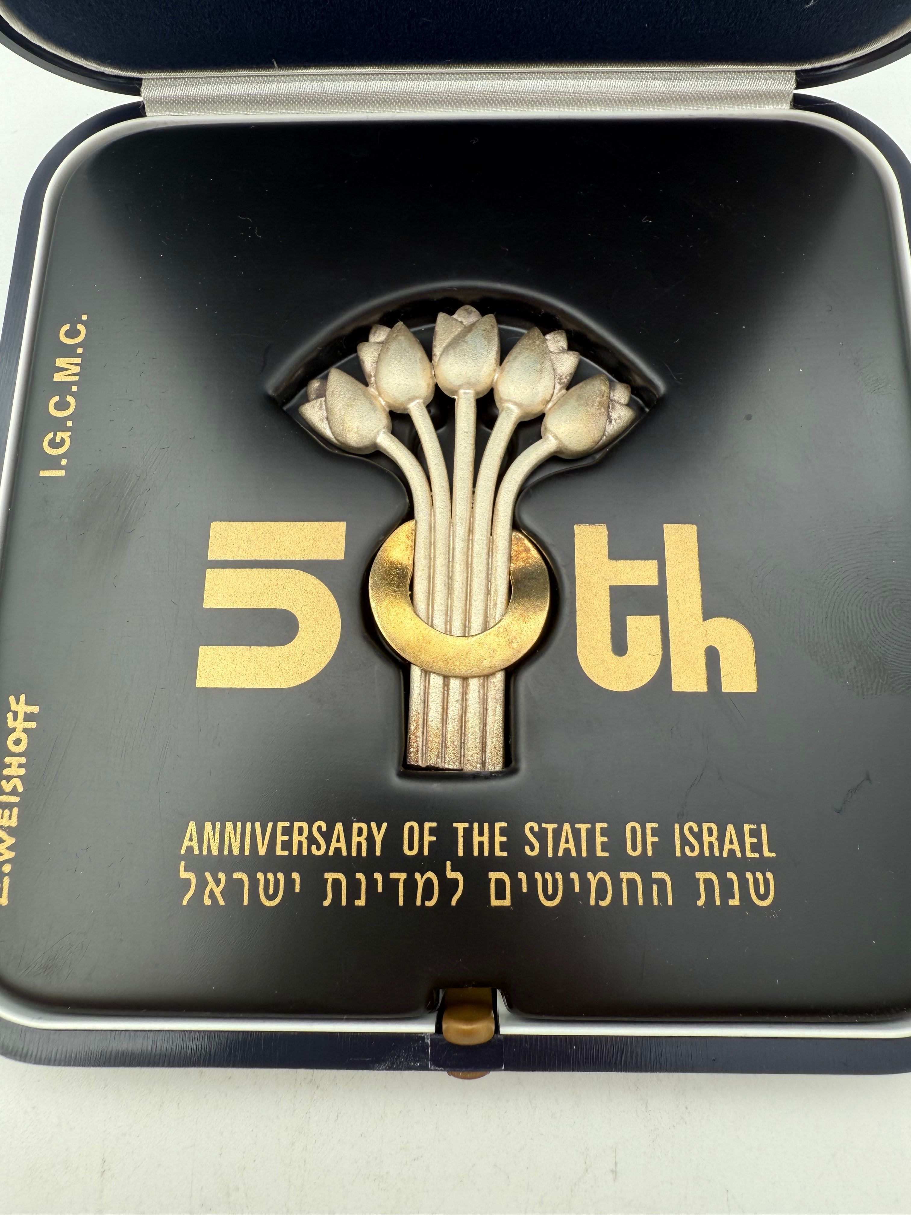 Israel - Silver pin commemorating the fiftieth anniversary of the establishment of the State of Israel 1948-1998 - ... - 1 1