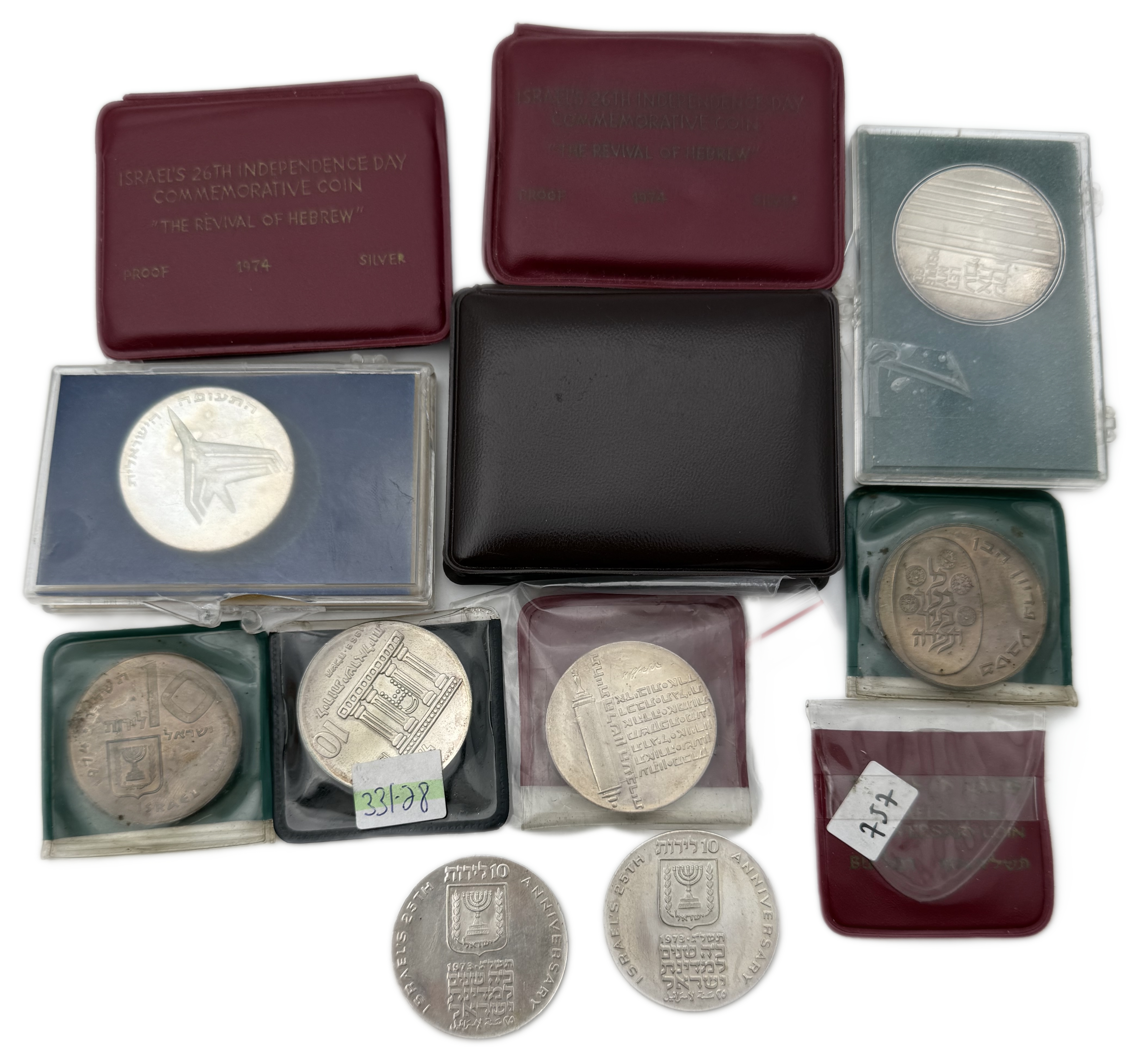 Israel - Set of 11 900 silver coins, total 312g (net 280.8g, 9.02 ounces) - some in original cases, issued by the ... - 1 0