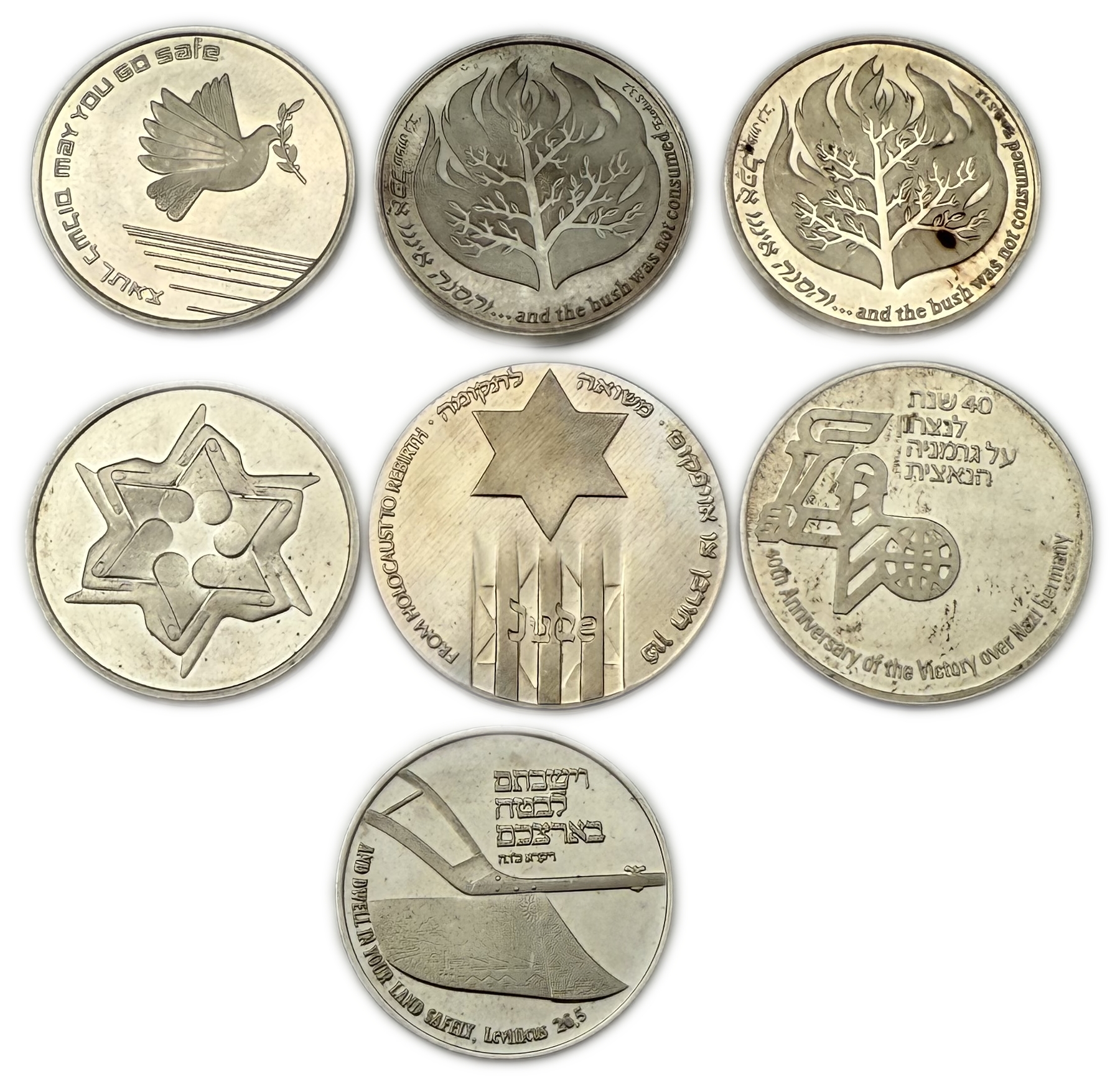 Israel - Set of 7 different medals, 935 silver, total 162.18g (net 151.63g, 4.87 oz) - issued by the Government ... - 1 1