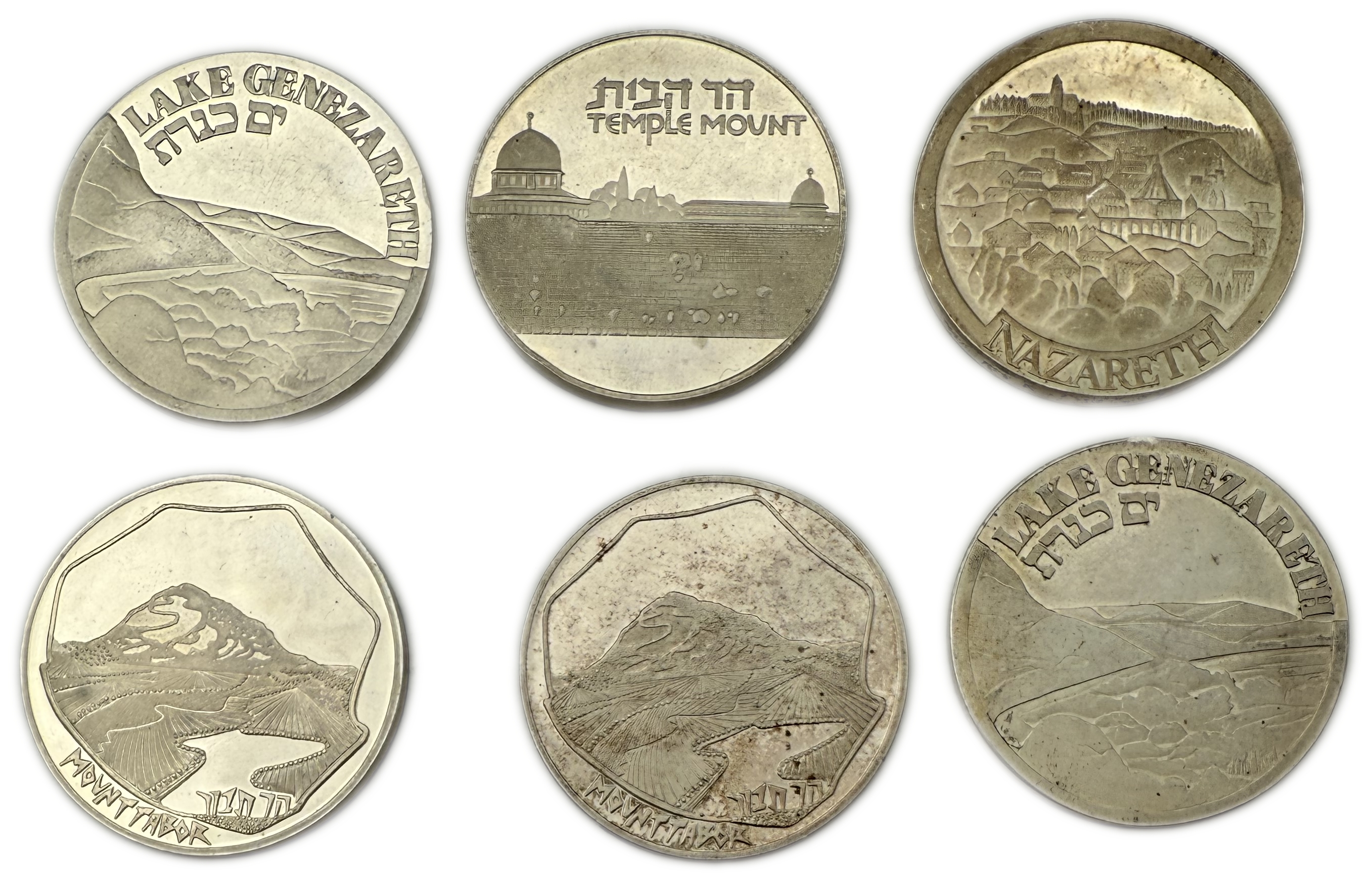 Israel - Set of 6 different medals, 935 silver, total 155.9g (net 145.76g, 4.68oz) - issued by the Government Coin ... - 1 0