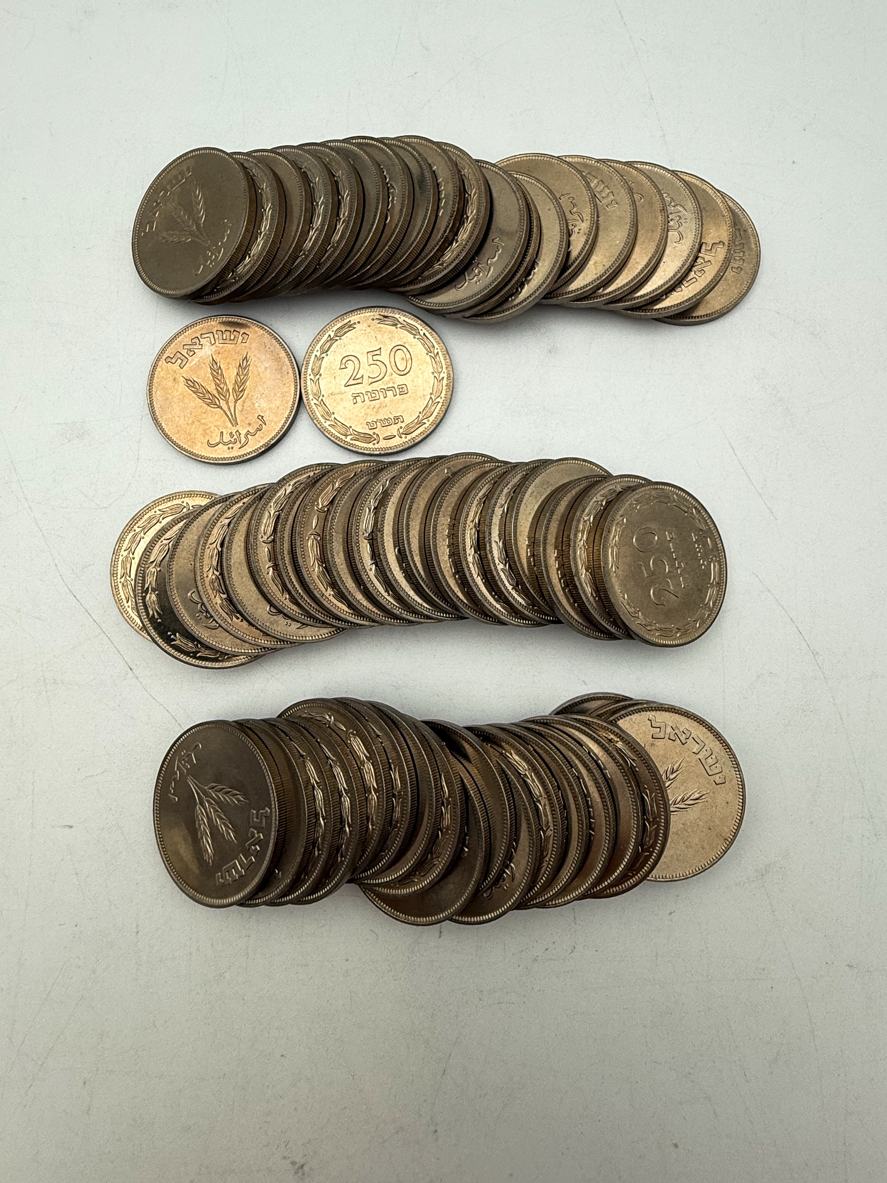 Israel - Lot of about 60 coins 250 Pruta 1949 - "Without Pearl" - UNC - 1 1