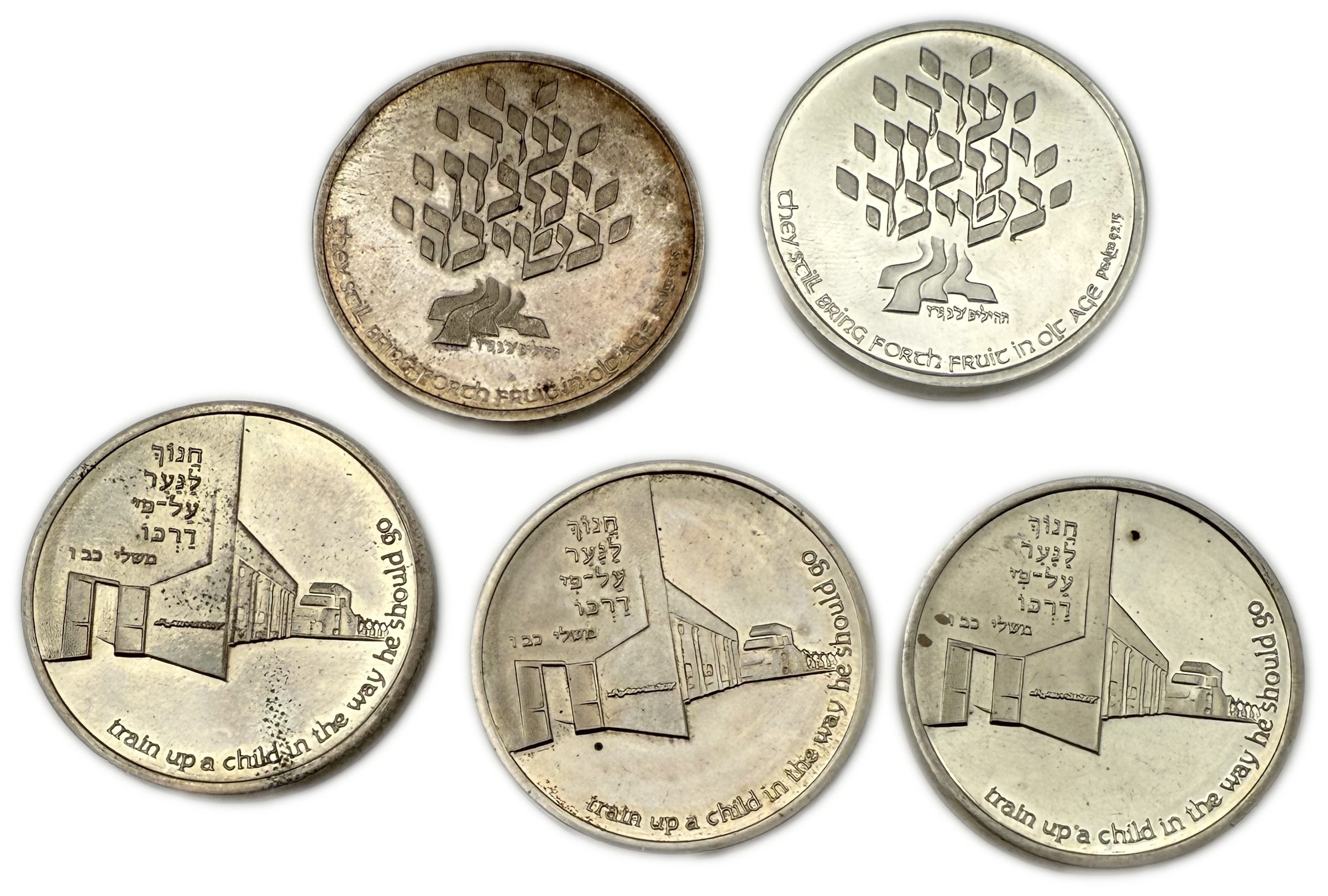 Israel - Set of 5 different medals, 935 silver, total 110.39g (net 103.21g, 3.31 oz) - issued by the Government ... - 1 0
