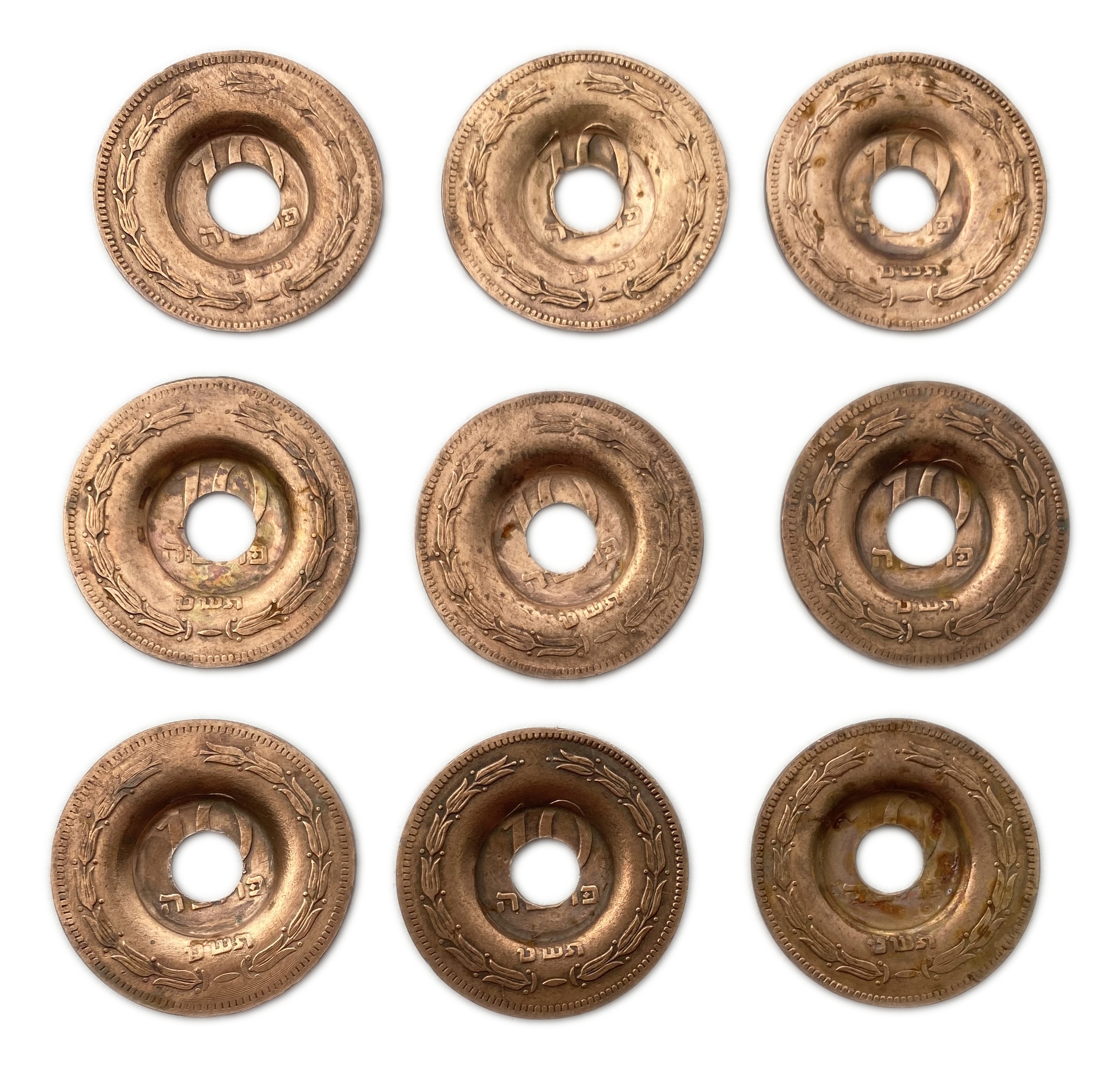 Israel – Lot of 9 fake telephone tokens, 1950s - 1 1