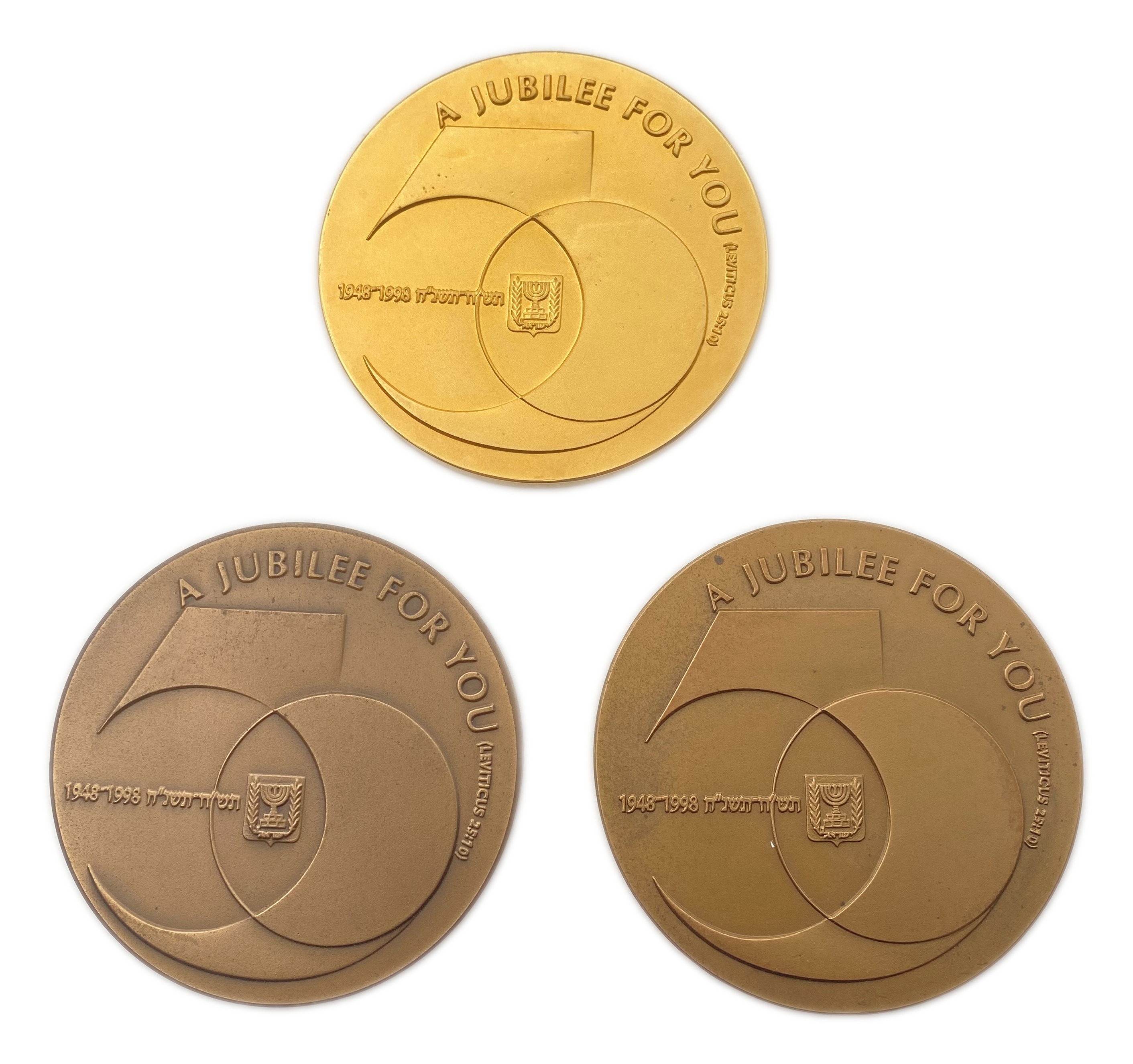 Israel - Lot of 3 Medals to Commemorate the 50th Anniversary of the State of Israel - 1998