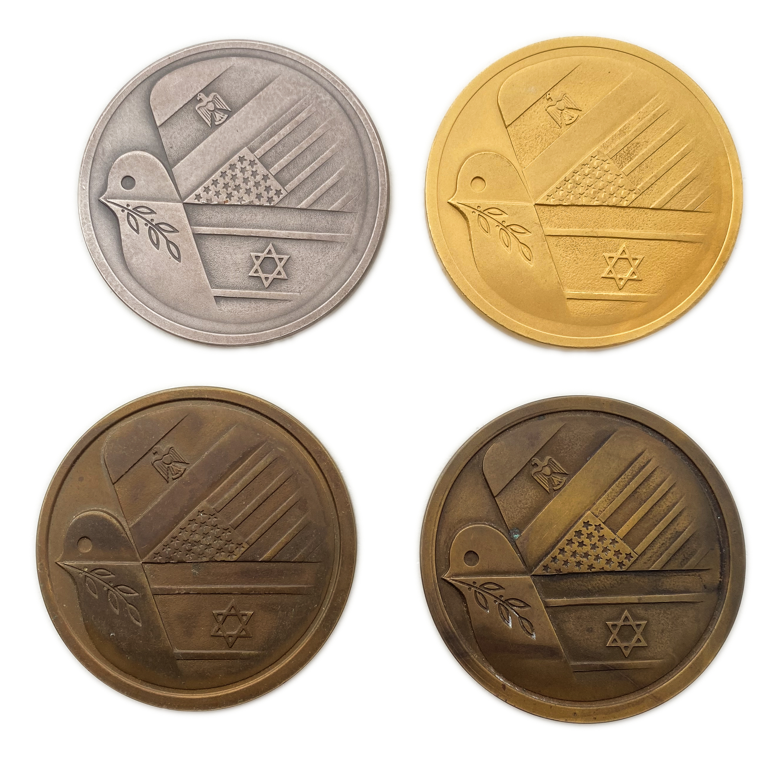 Israel - Set of 4 medals commemorating the Israel-Egypt Peace Treaty 1979 - 4 different types, written in three ... - 1 1