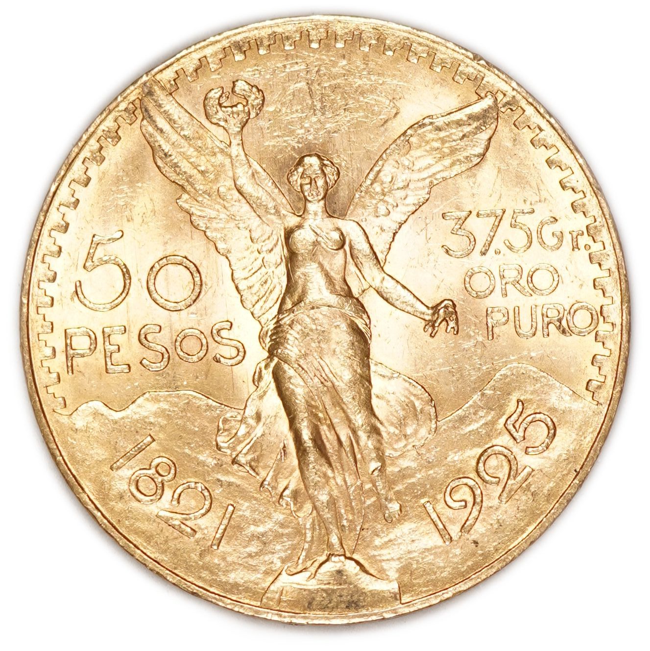 Mexico - 50 Pesos 1925 - Centenario - 900 Gold, 41.6 Grams (Net 37.5g), Diameter 37mm - 1 0