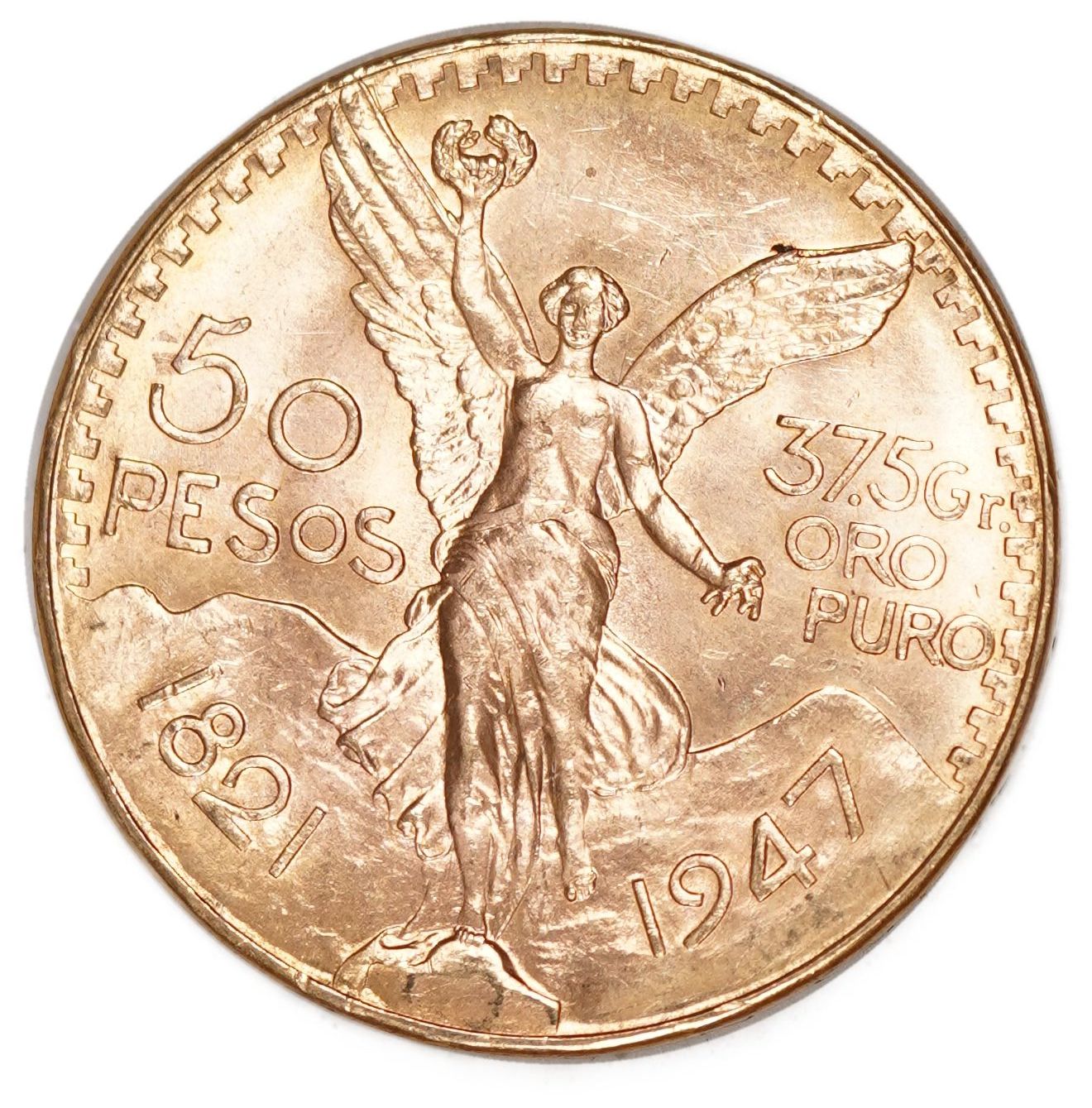 Mexico - 50 Pesos 1947 - Centenario - 900 Gold, 41.6 Grams (Net 37.5g), Diameter 37mm - 1 0