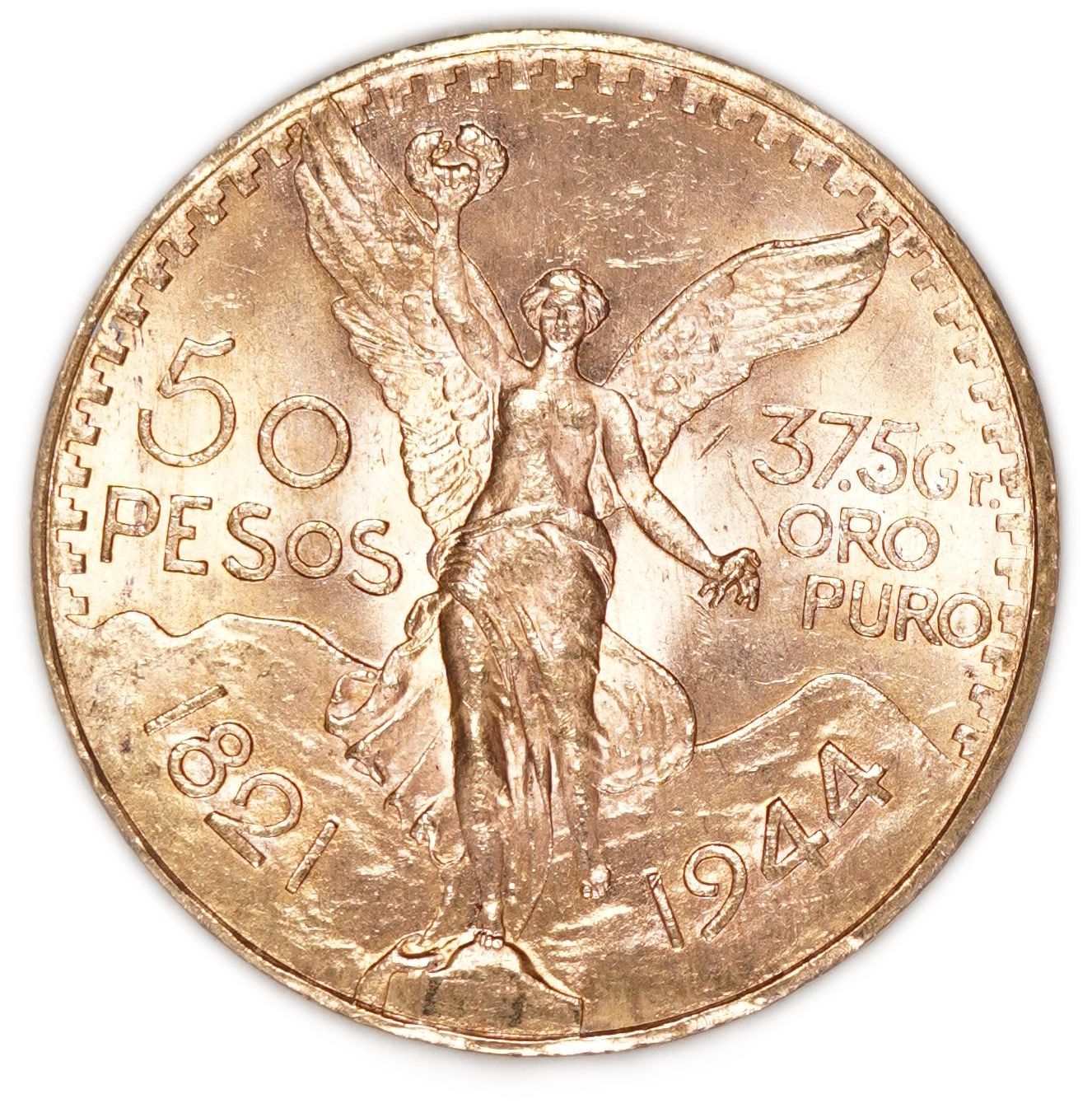 Mexico - 50 Pesos 1944 - Centenario - 900 Gold, 41.6 Grams (Net 37.5g), Diameter 37mm - 1 0