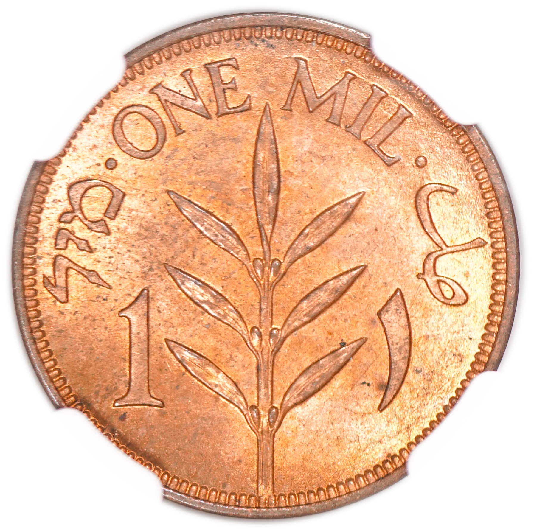 Palestine - 1 Mil 1937 - NGC MS 64 RD - 1 1