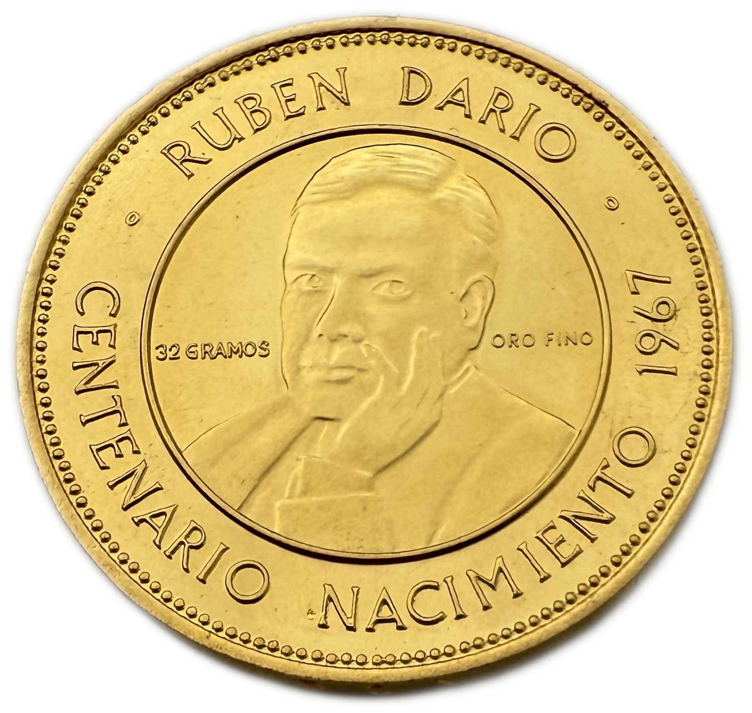 Nicaragua - 50 Córdobas 1967 - Centenary of Rubén Darío’s Birth - Gold .900, 35.6g - 1 0