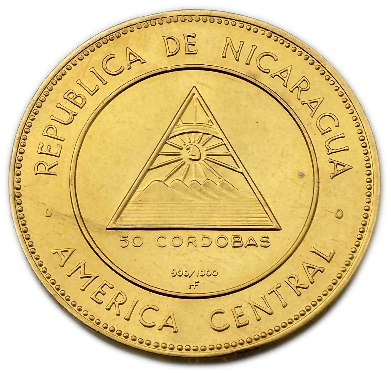 Nicaragua - 50 Córdobas 1967 - Centenary of Rubén Darío’s Birth - Gold .900, 35.6g - 1 1