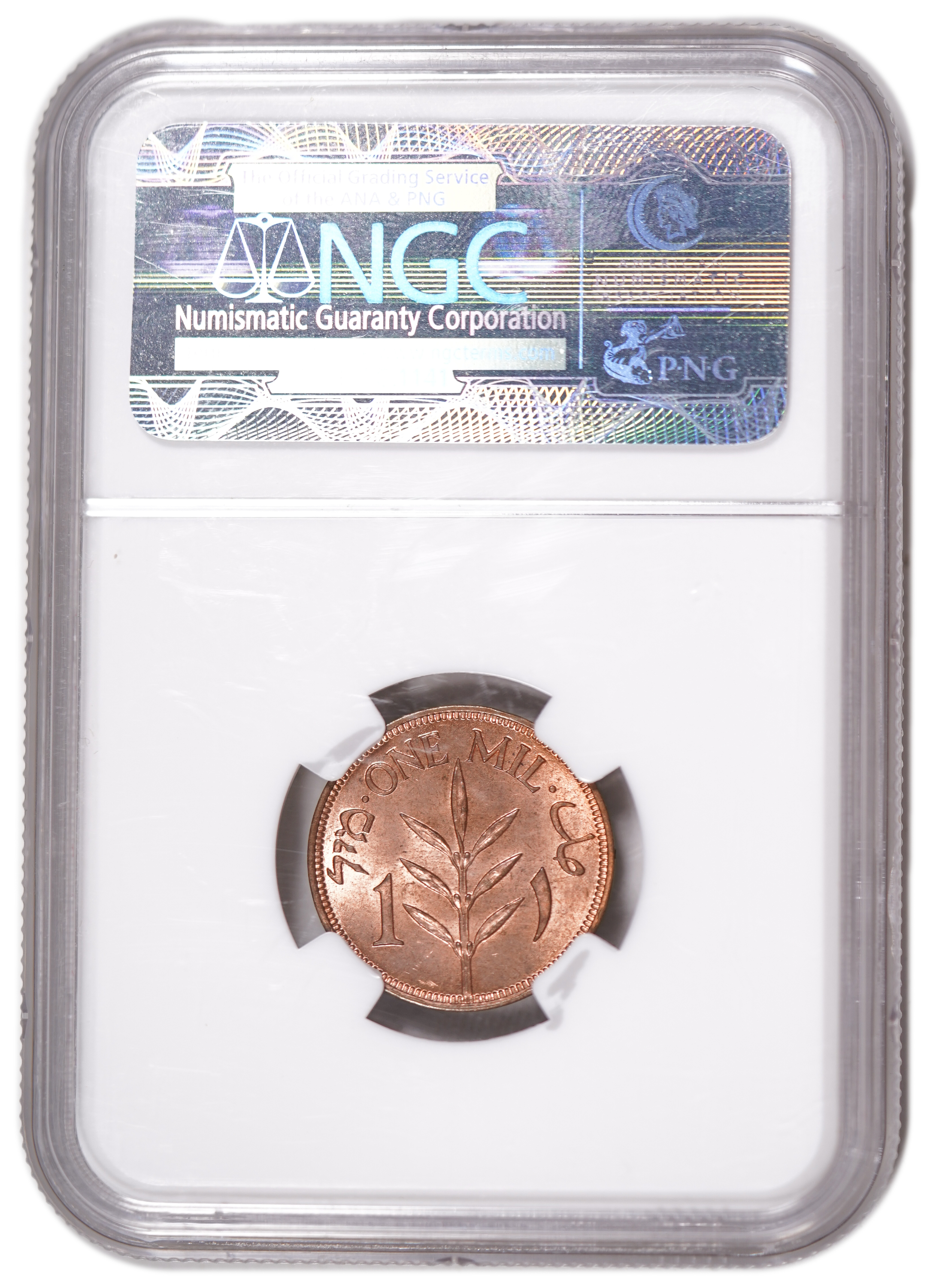 Palestine – 1 Mil 1943 – NGC MS 64 RD - 1 3