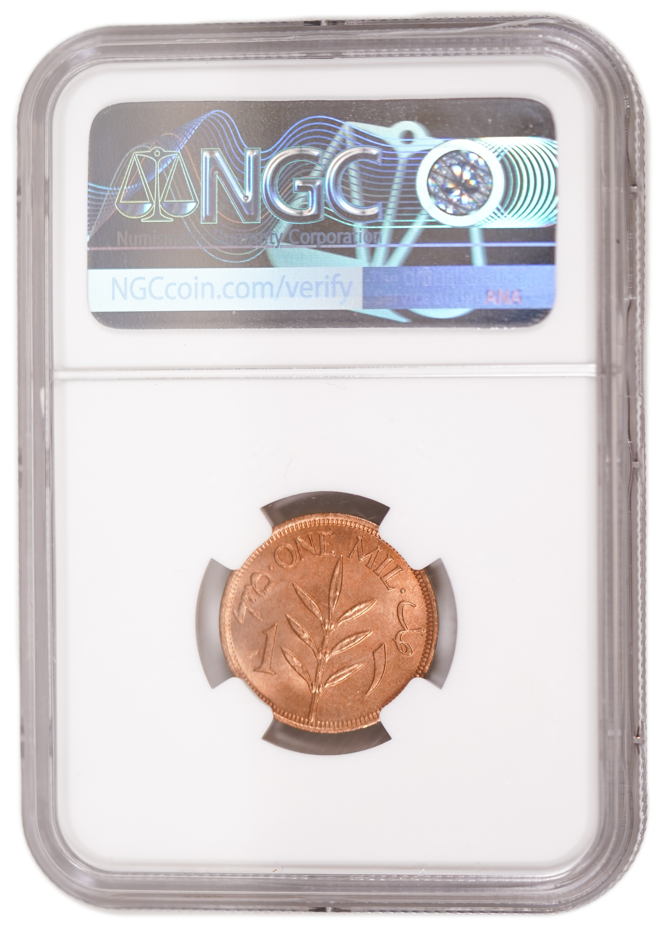 Palestine - 1 Mil 1944 - NGC MS 66 RD - UNC - 1 3