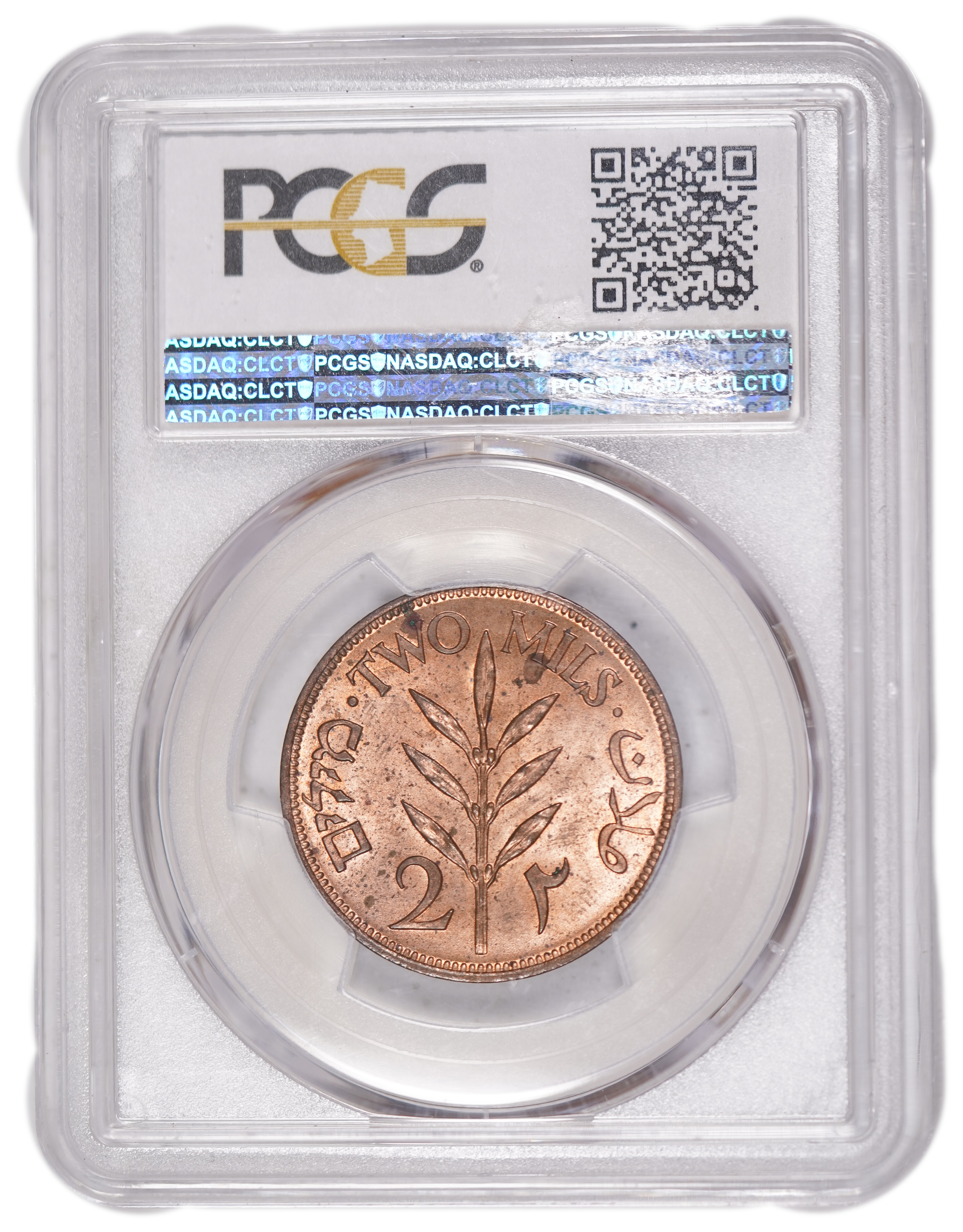 Palestine - 2 Mils 1946 - PCGS MS 63 RD - 1 3