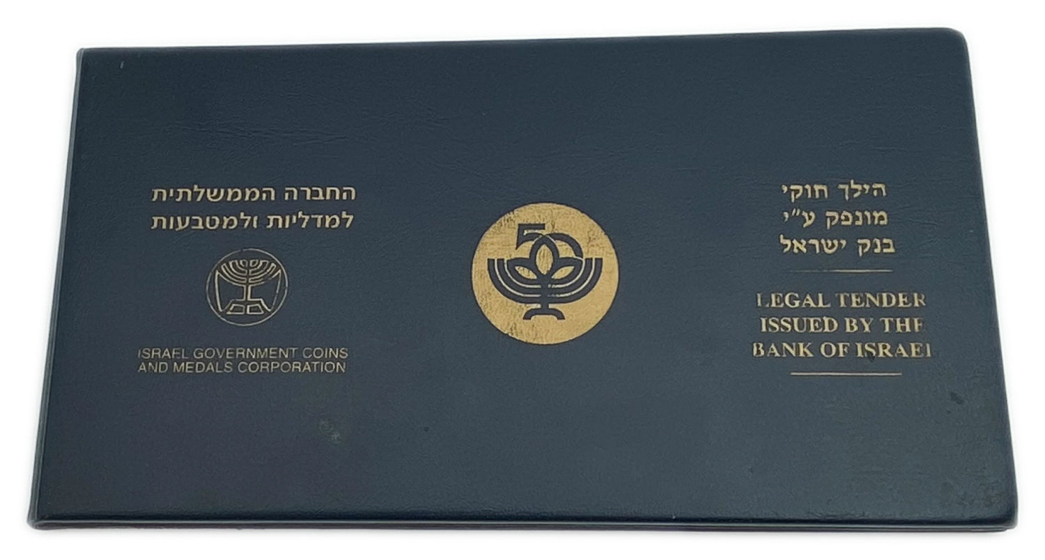 Israel - A folder containing a coin and banknote that were produced in honor of the jubilee celebrations for the ... - 1 4