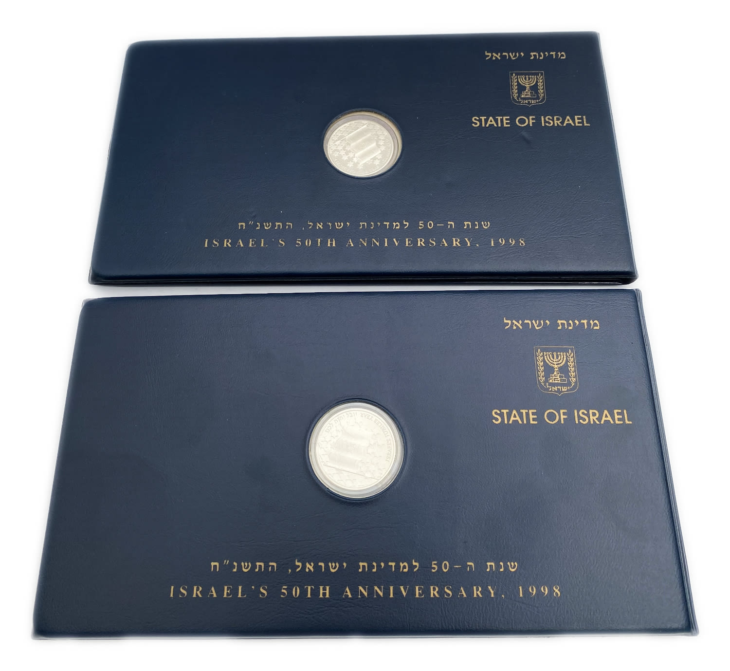 Israel - A folder containing a coin and banknote that were produced in honor of the jubilee celebrations for the ... - 1 0