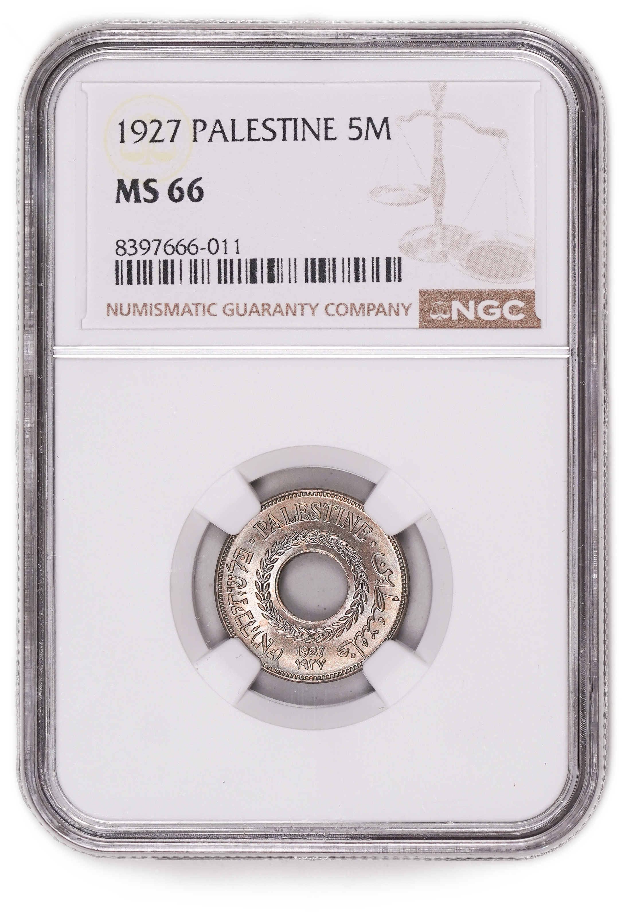 Palestine - 5 Mils 1927 - NGC MS 66 - 1 2