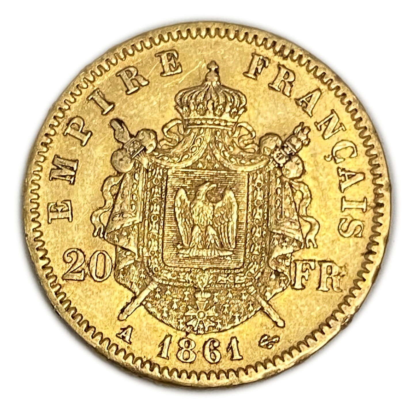 France - 20 Francs 1861 - Napoleon III - Gold 900, 6.45g, 22mm