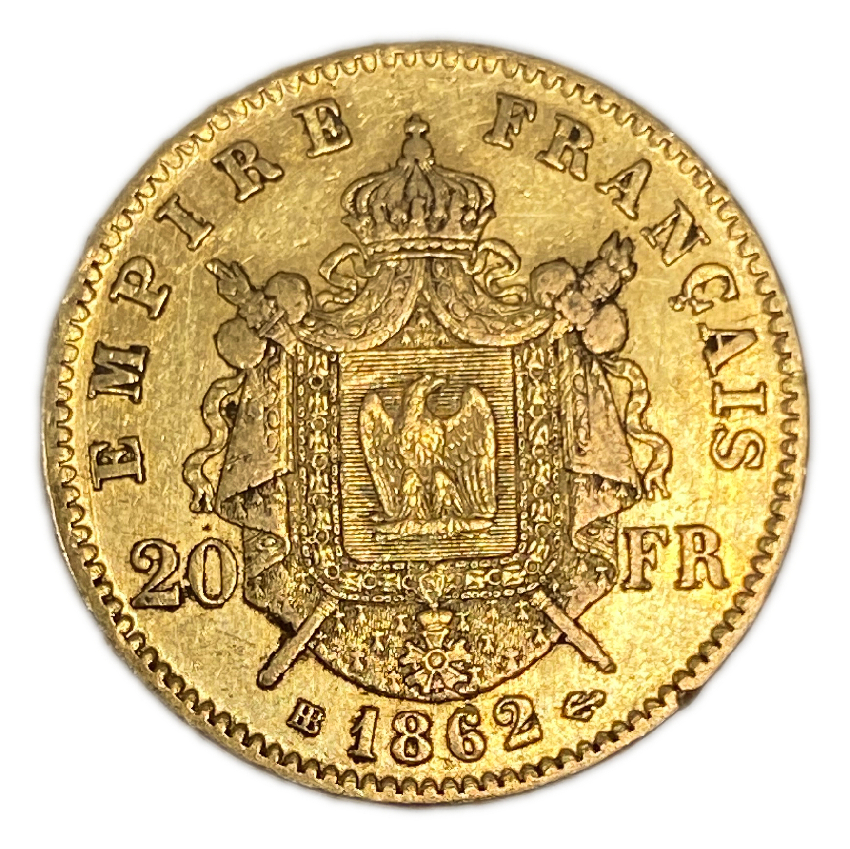 France - 20 Francs 1862 BB - Gold 900, 6.45g, 22mm
