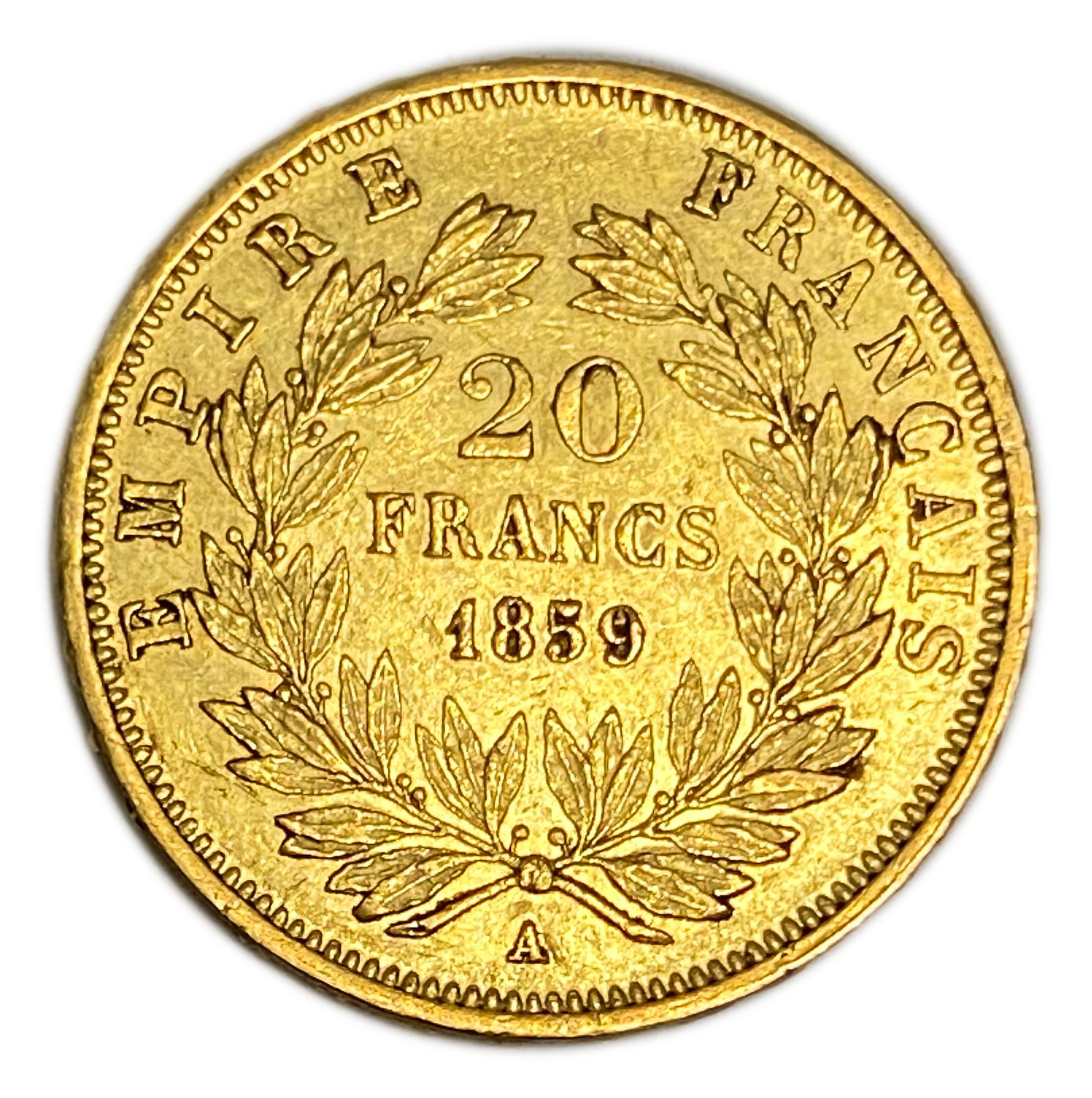 France - 20 Francs 1859 A - Marianne - Gold 900, 6.45g, 22mm