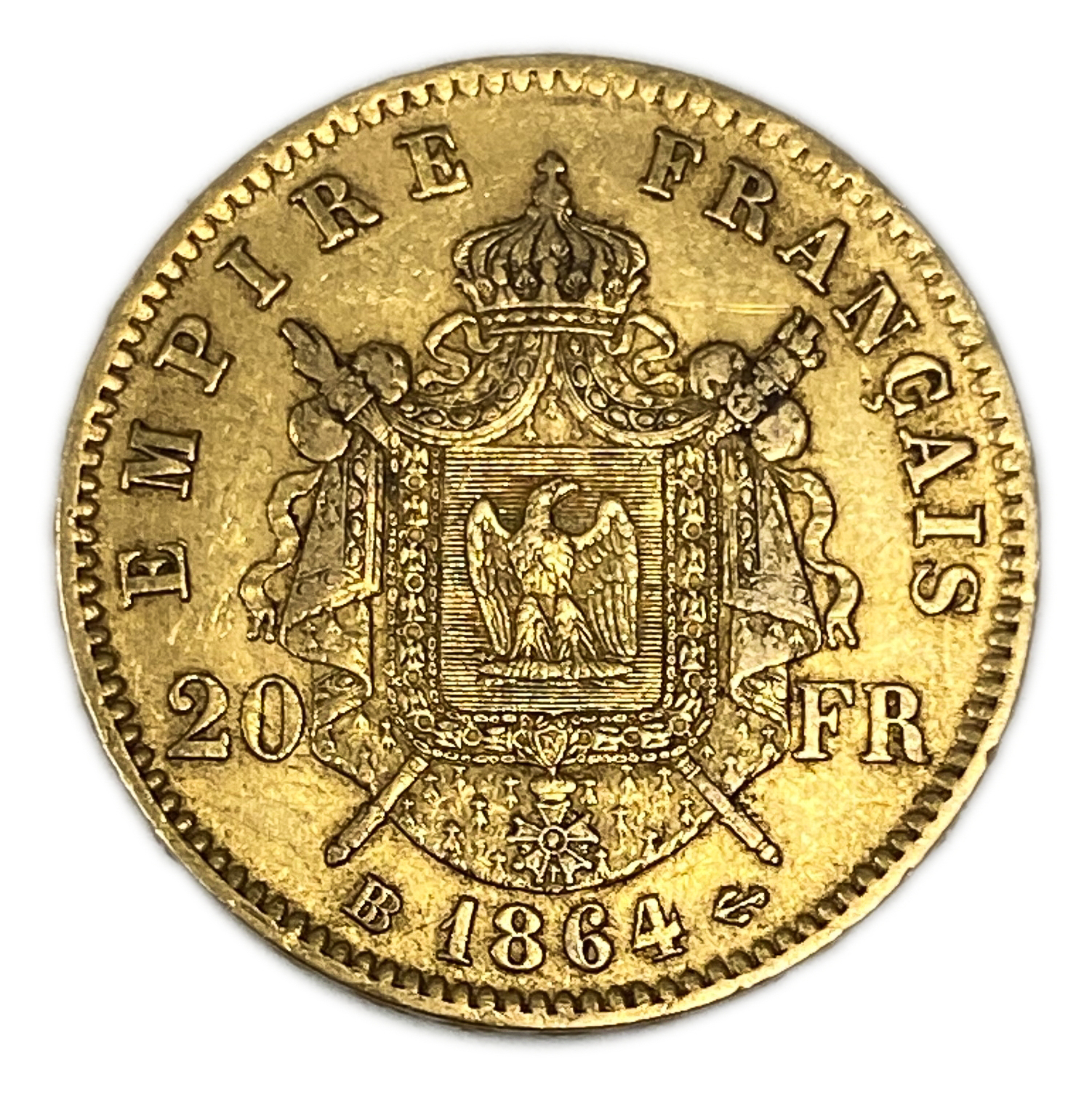 France - 20 Francs 1864 BB - Gold 900, 6.45g, 22mm