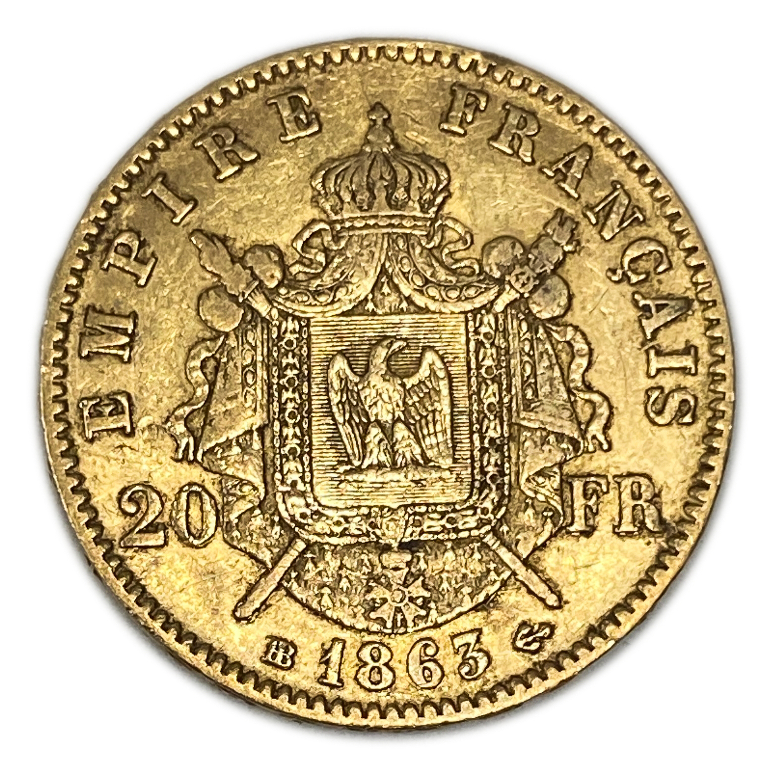France - 20 Francs 1863 BB - Gold 900, 6.45g, 22mm