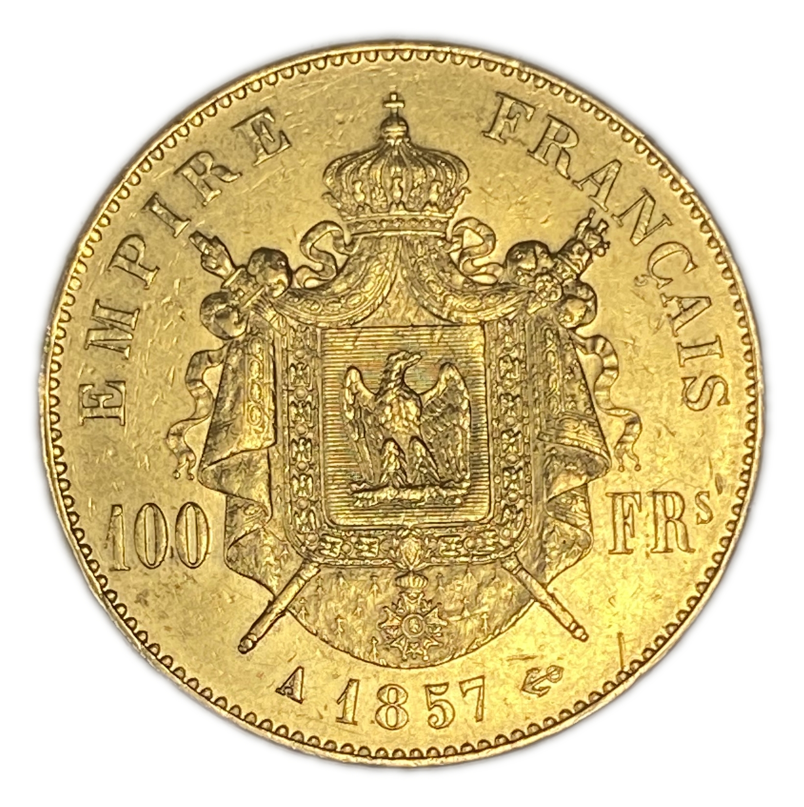 France - 100 Francs 1857 A - Napoleon III - Gold 900, 32.25g, 37mm