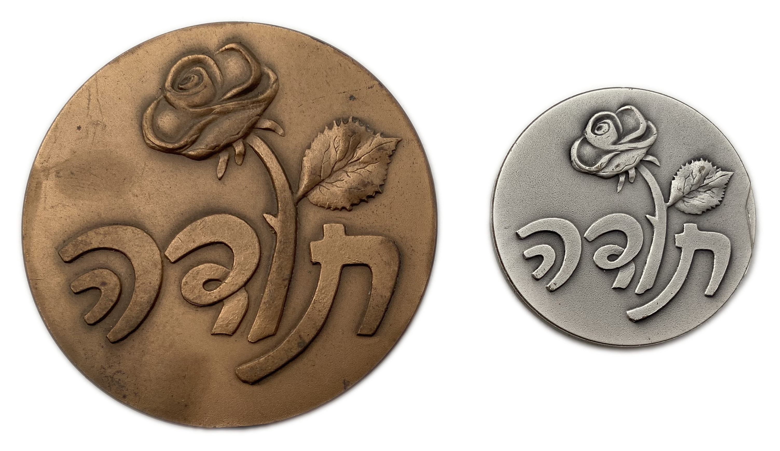 Israel - Pair of "Thank You" medals, State Medal, 1990 - Silver 935, 46.73g, 45mm and Bronze - 1 0