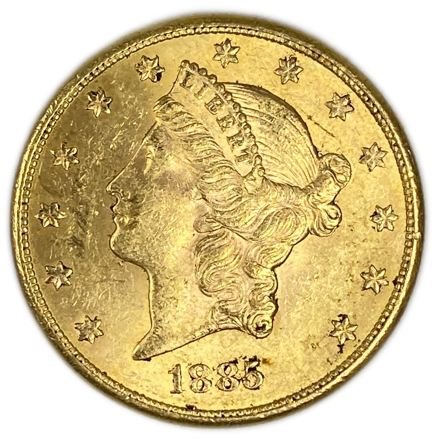 USA - 20 Dollars 1885 S - Liberty Head - Double Eagle, With motto - Gold 900, 33.43g, 34mm - 1 0