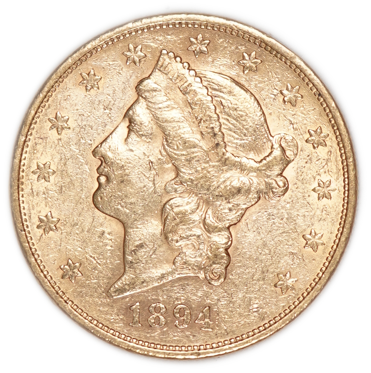 USA - 20 Dollars 1894 S - Liberty Head - Double Eagle, With motto - Gold 900, 33.43g, 34mm - 1 0