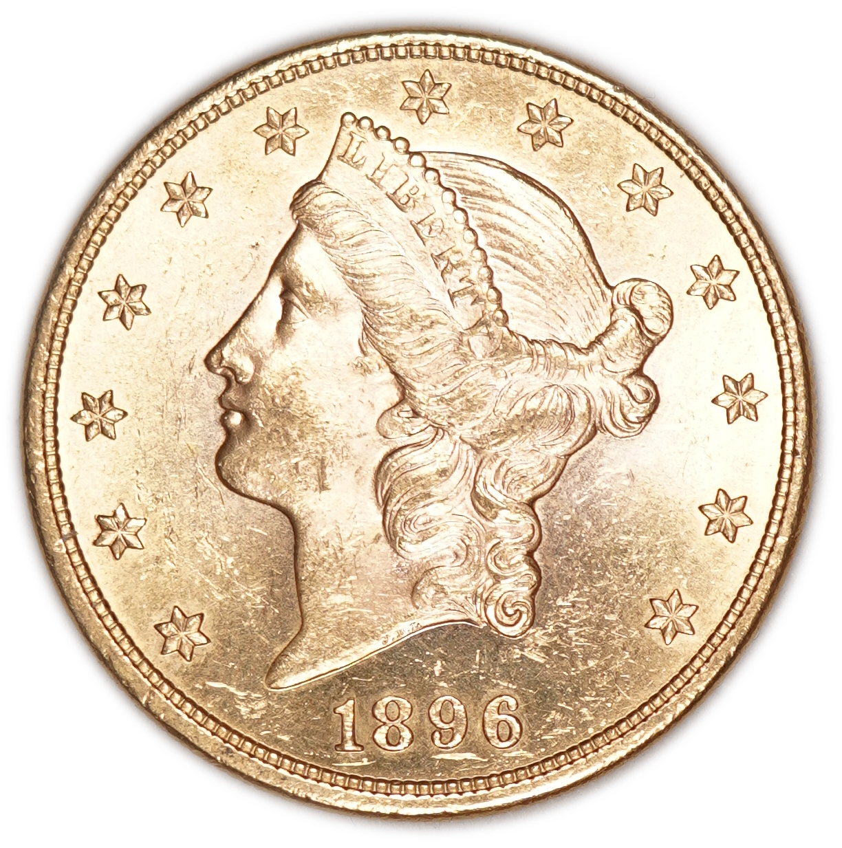 USA - 20 Dollars 1896 - Liberty Head - Double Eagle, With motto - Gold 900, 33.43g, 34mm - 1 0