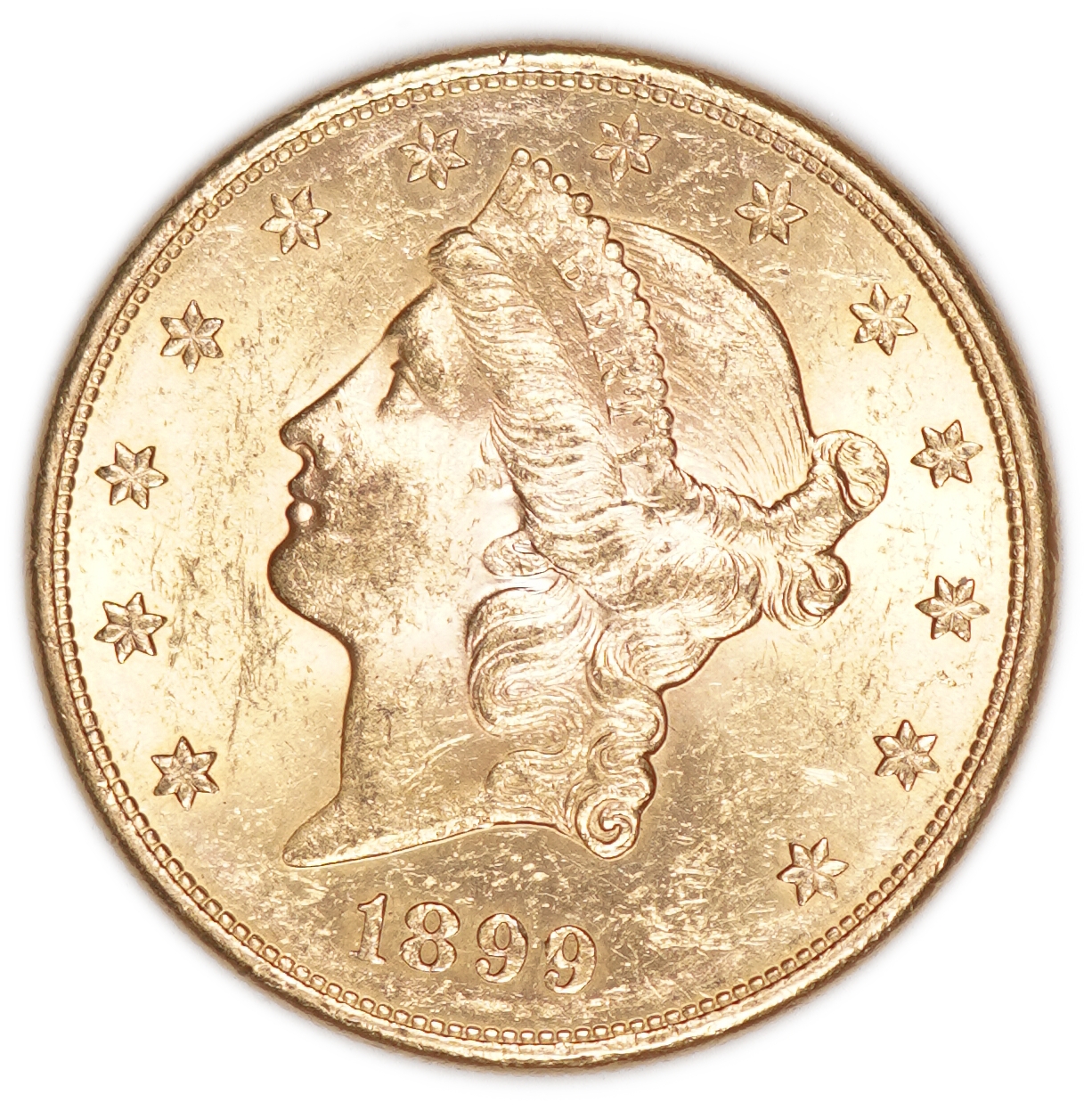USA - 20 Dollars 1899 S - Liberty Head - Double Eagle, With motto - Gold 900, 33.43g, 34mm - 1 0