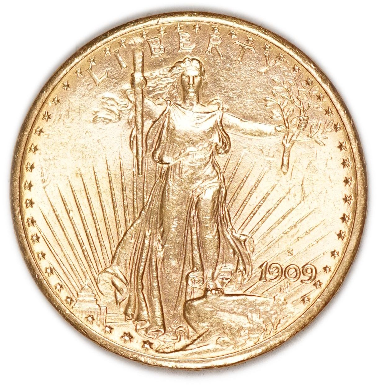 USA - 20 Dollars 1909 - Saint-Gaudens Double Eagle, With motto - Gold 900, 33.43g, 34mm - 1 0