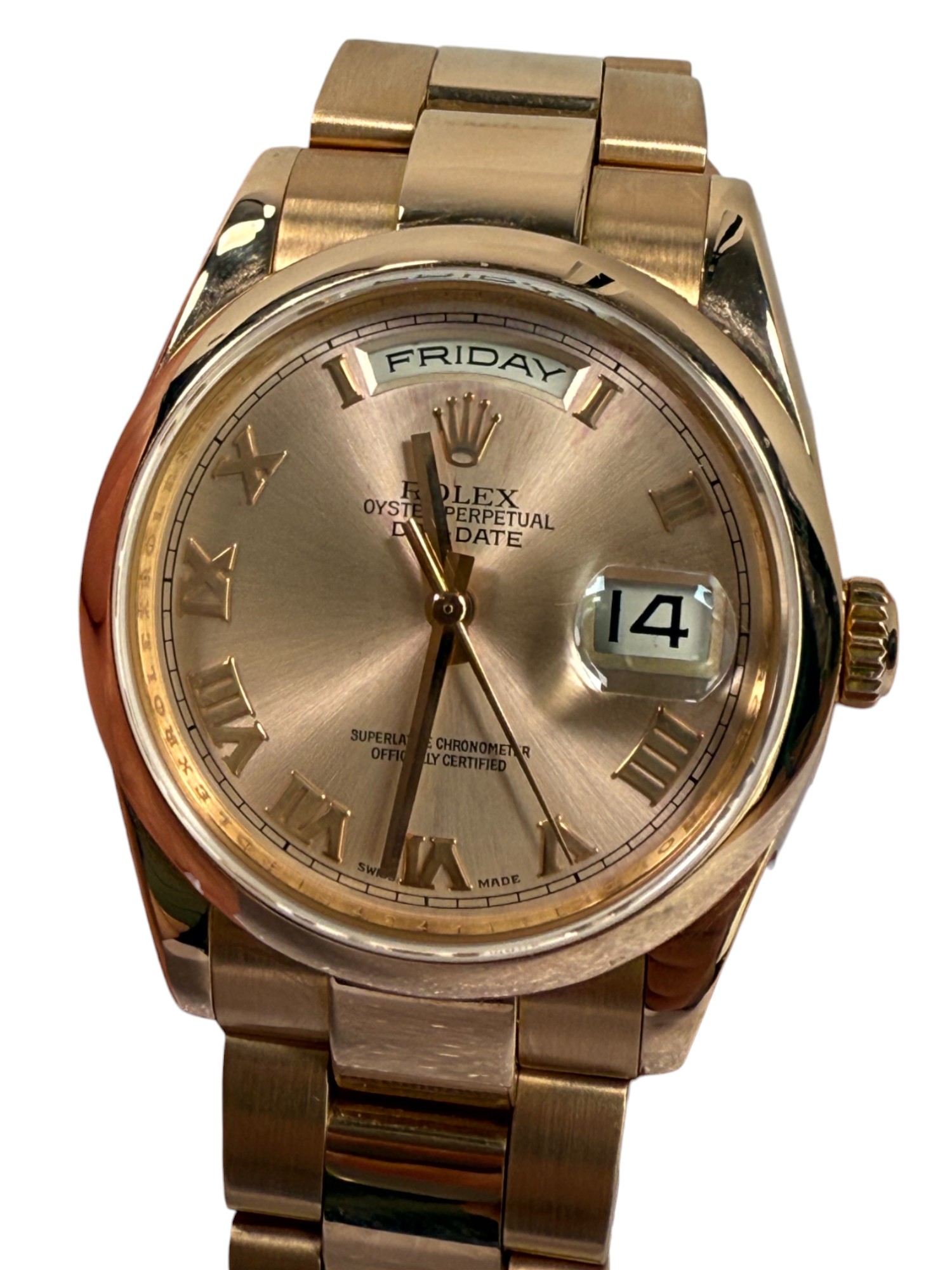 Rolex Day Date Rose Gold 36 mm Ref 118205 - 2 links short