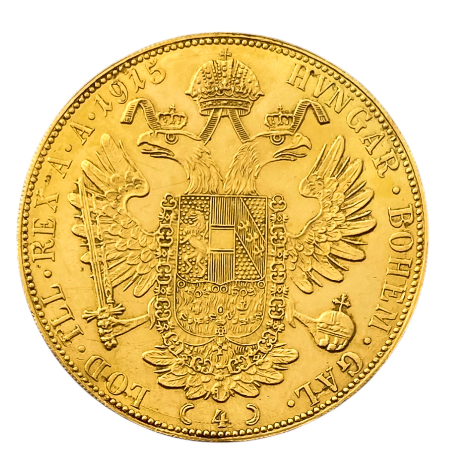 Austria – 4 Ducat 1915 – Restrike – UNC – 986 gold, 13.9 g, 40 mm - 1 1