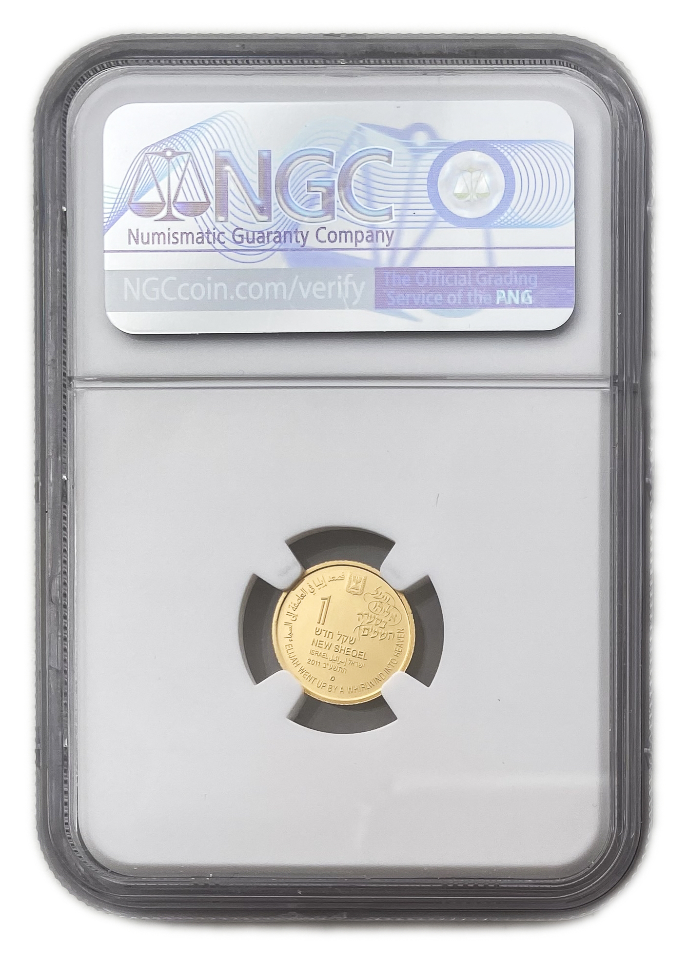 Israel - 1 Shekel 2001 - ELIJAH WENT UP BY A WHIRLWIND INTO HEAVEN - NGC PF 69 ULTRA CAMEO - Gold 999, 1.24g, 13.92mm - 1 1