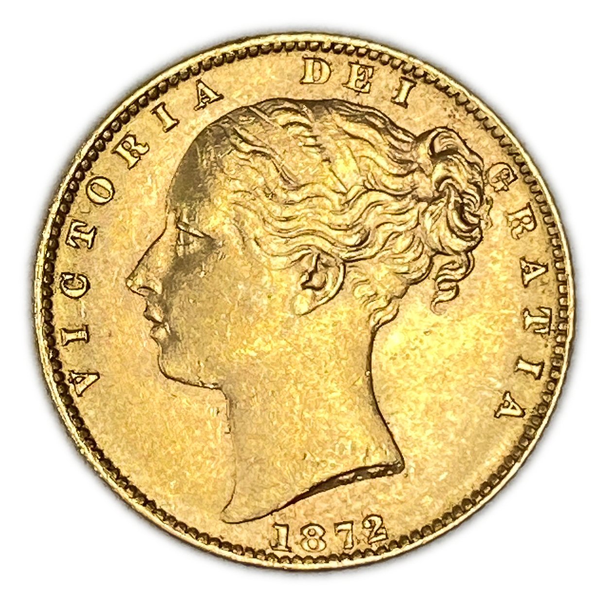 England (Great Britain) – 1 Sovereign 1872 – Victoria 1st portrait, Shield – XF condition
